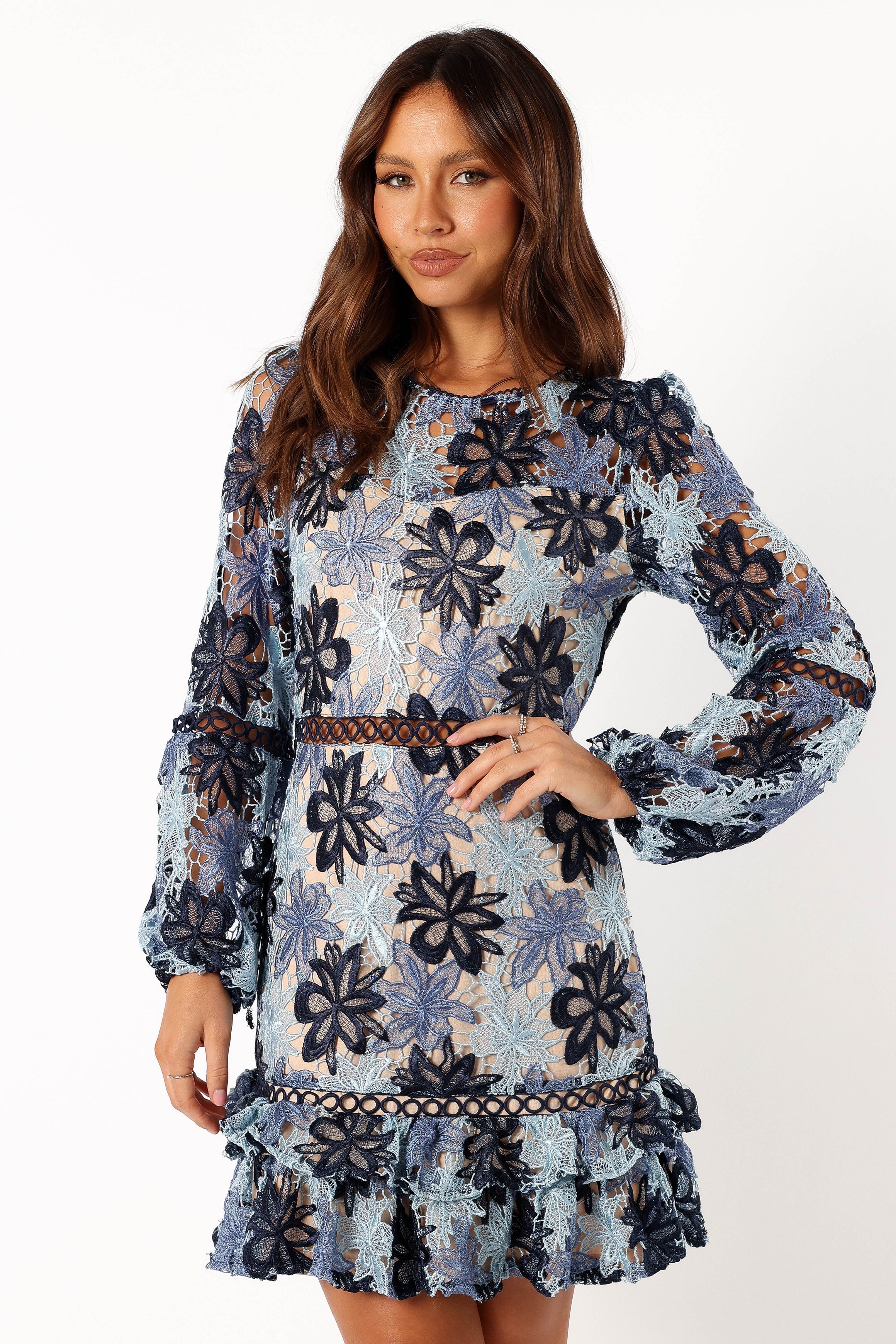 DRESSES @Carson Longsleeve Mini Dress - Blue Multi