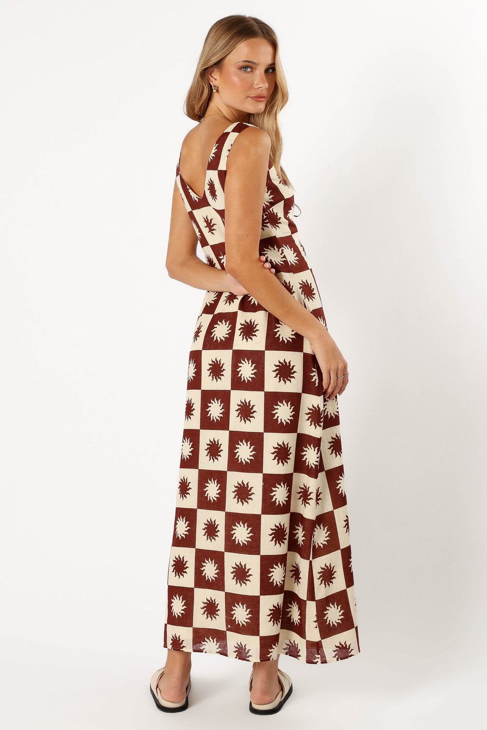 Carson Midi Dress - Brown Cream - Image 5