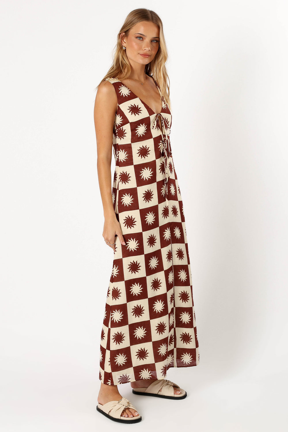 Carson Midi Dress - Brown Cream - Image 6