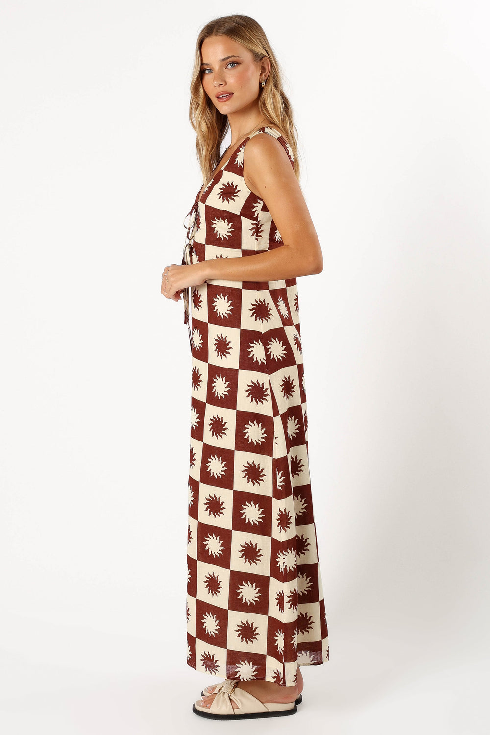 Carson Midi Dress - Brown Cream - Image 4