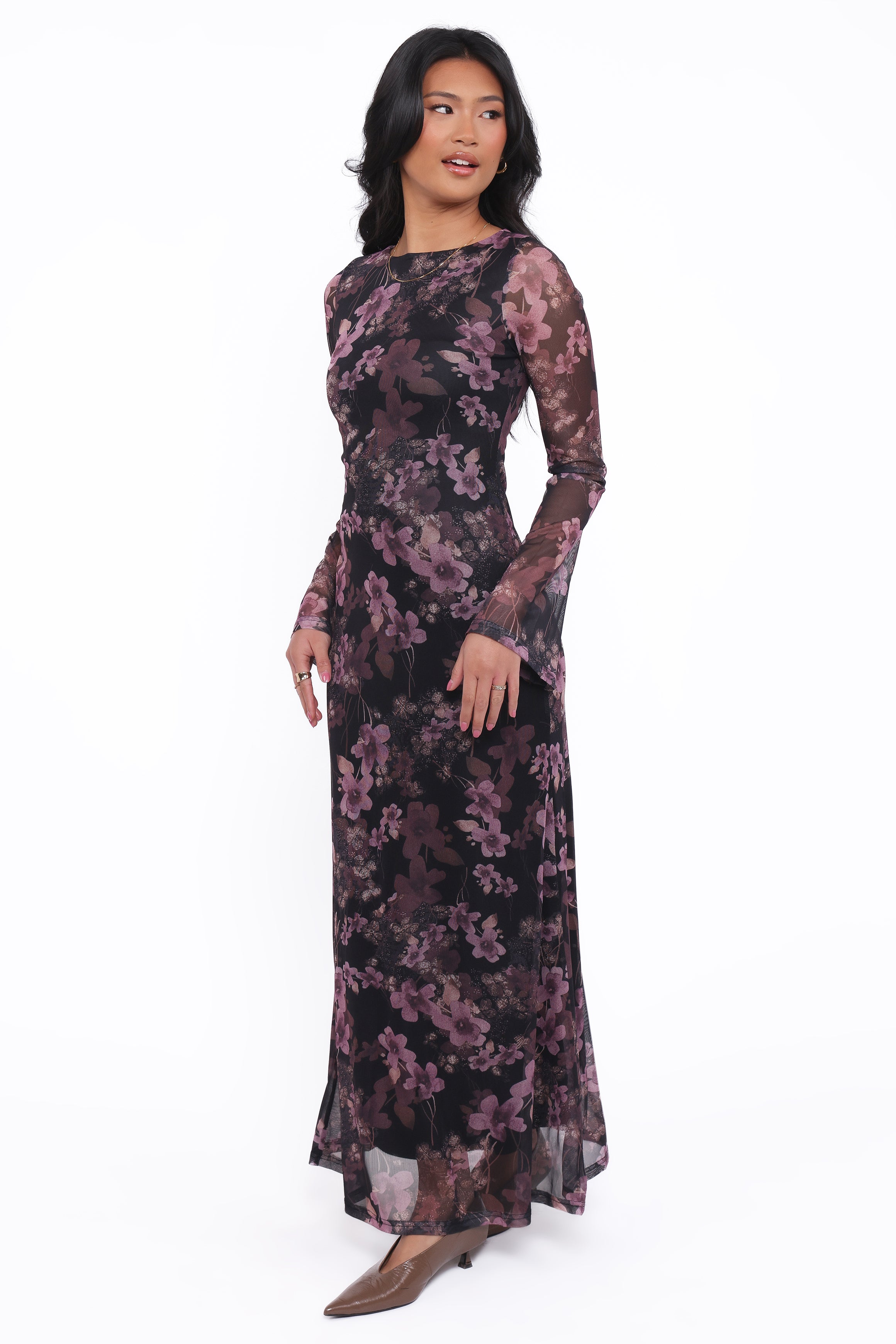 DRESSES Cassidy Long Sleeve Maxi Dress - Purple Floral