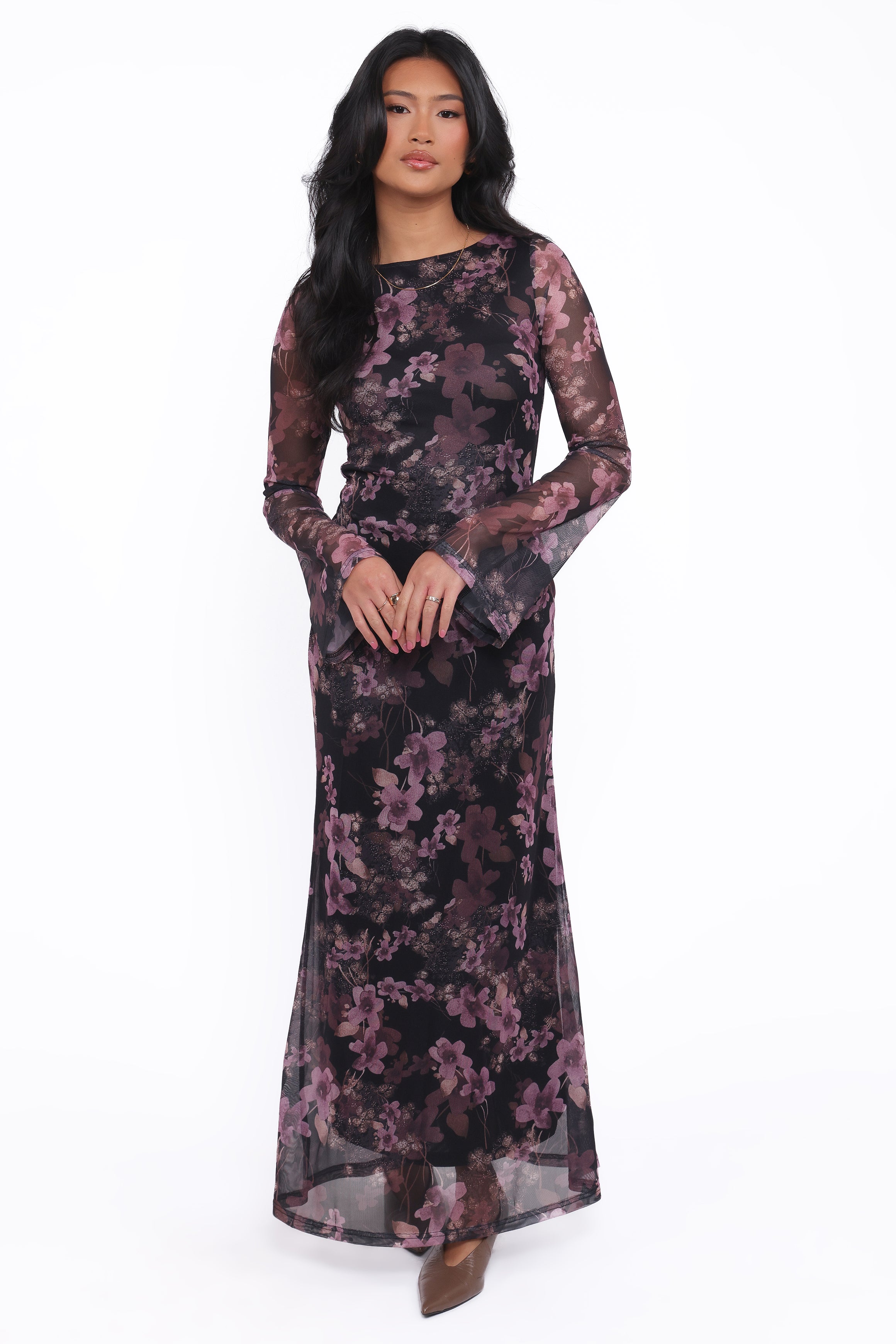 DRESSES Cassidy Long Sleeve Maxi Dress - Purple Floral