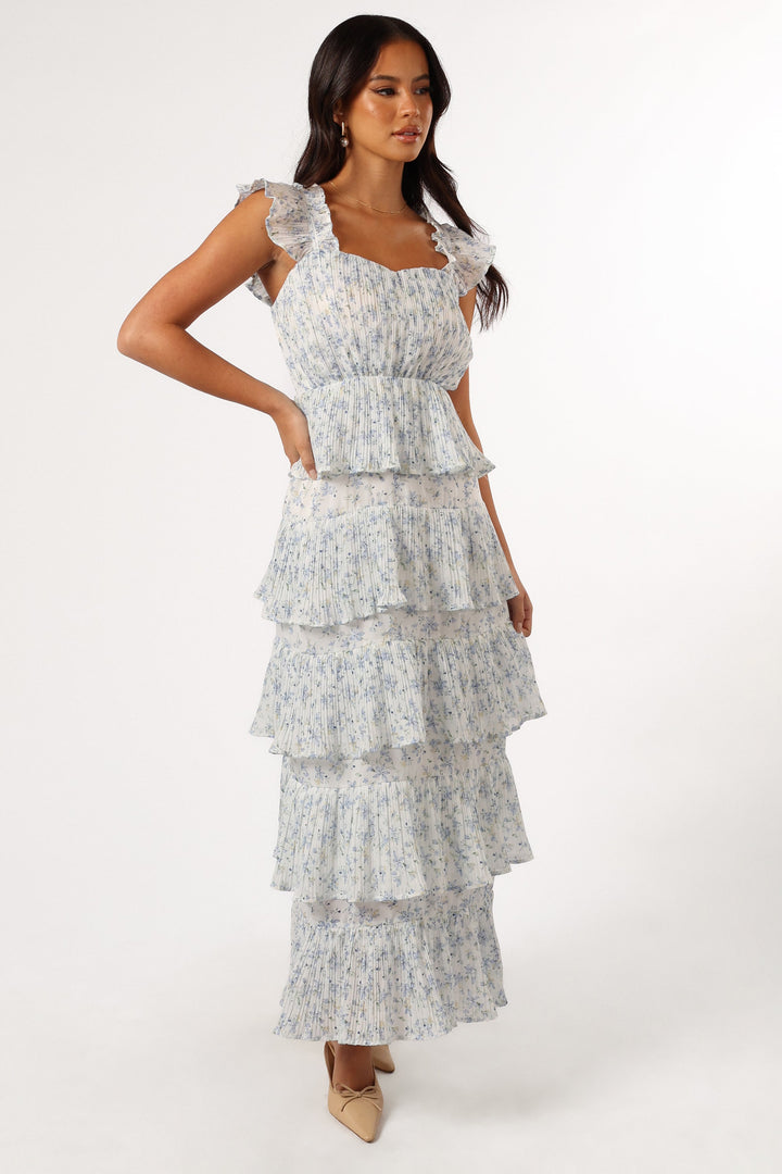 Collective Dress - Cayson Midi Ruffle Dress - Cream Lavender image 6