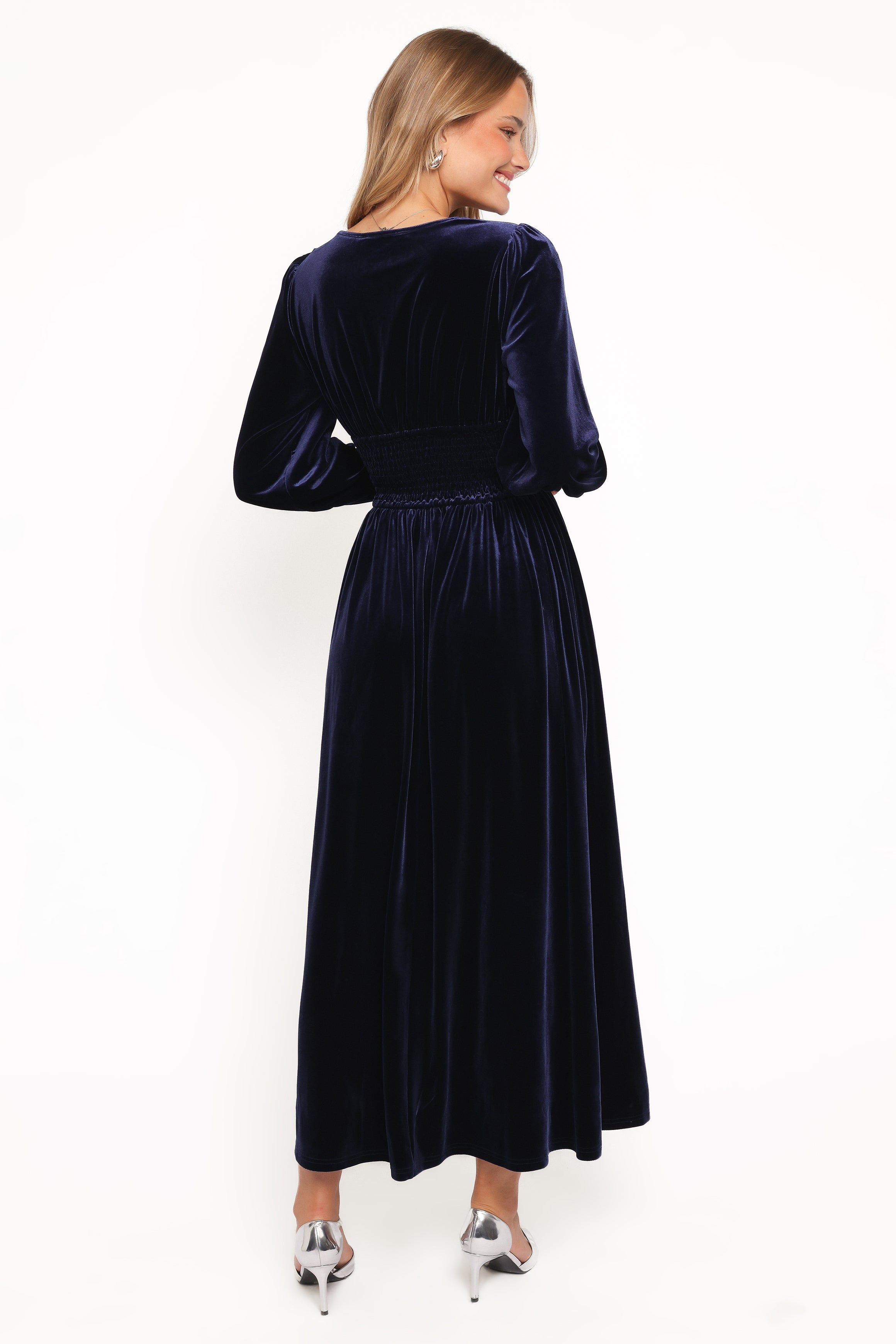 DRESSES Cece Velvet Long Sleeve Maxi Dress - Midnight Blue