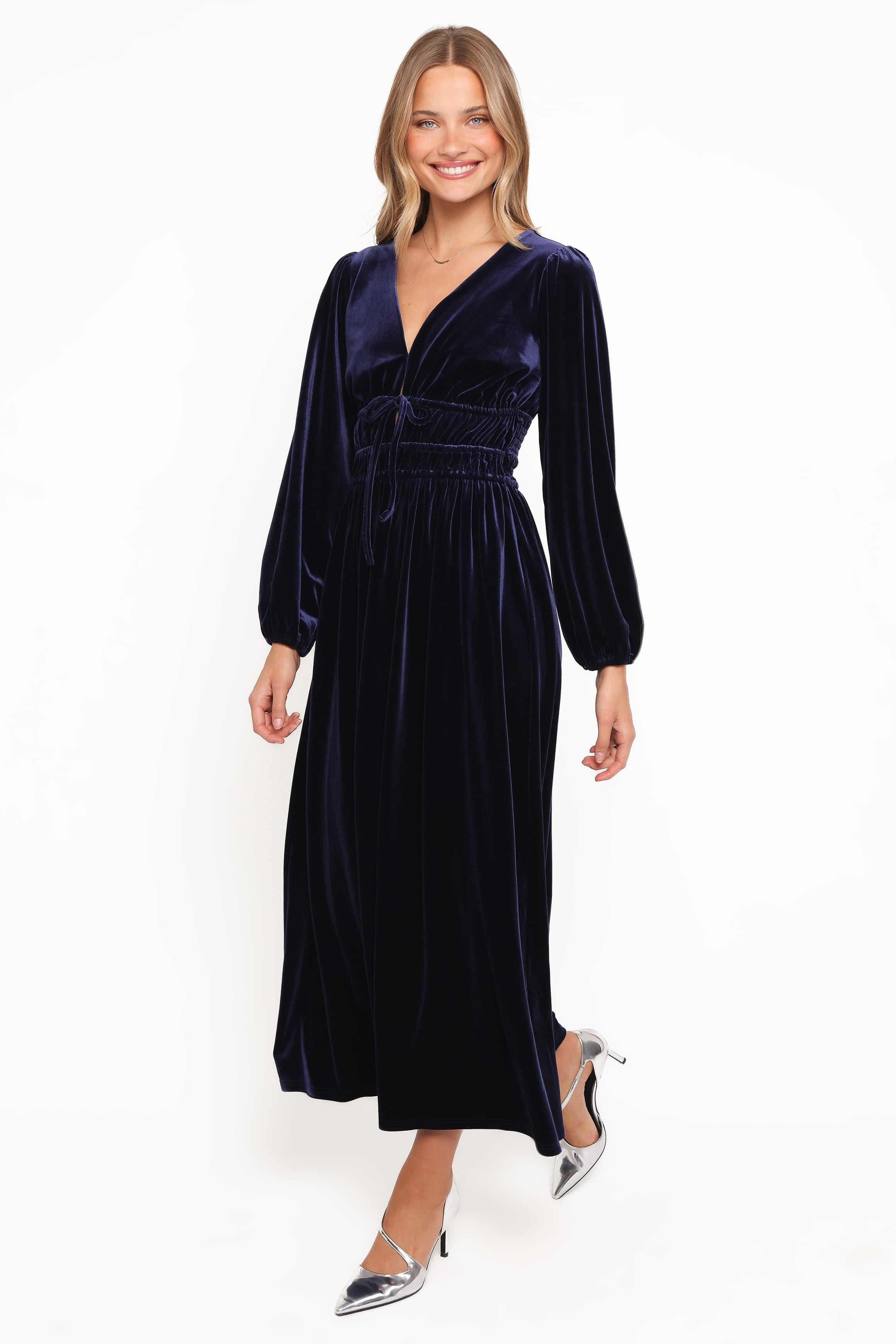 DRESSES Cece Velvet Long Sleeve Maxi Dress - Midnight Blue