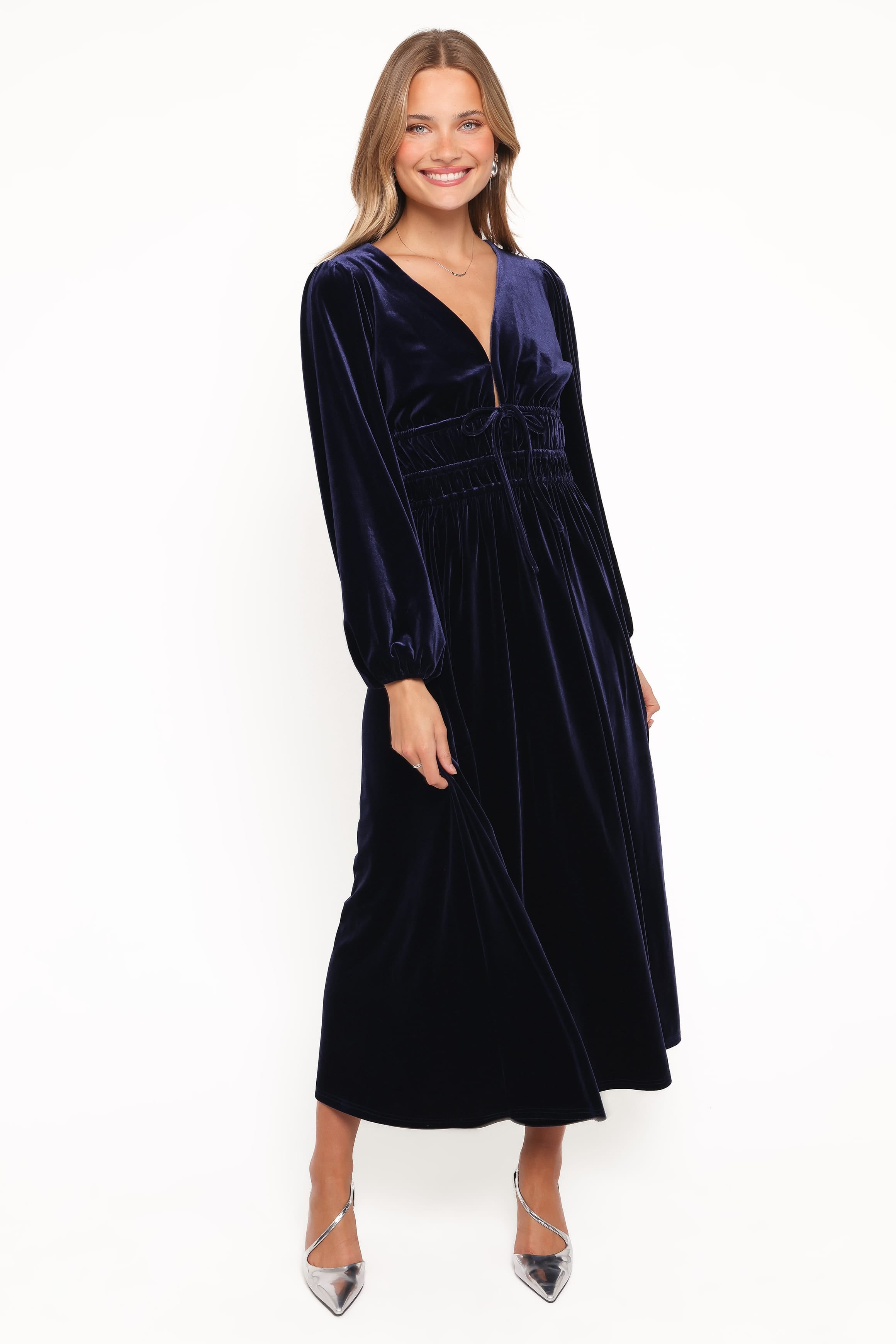 DRESSES Cece Velvet Long Sleeve Maxi Dress - Midnight Blue