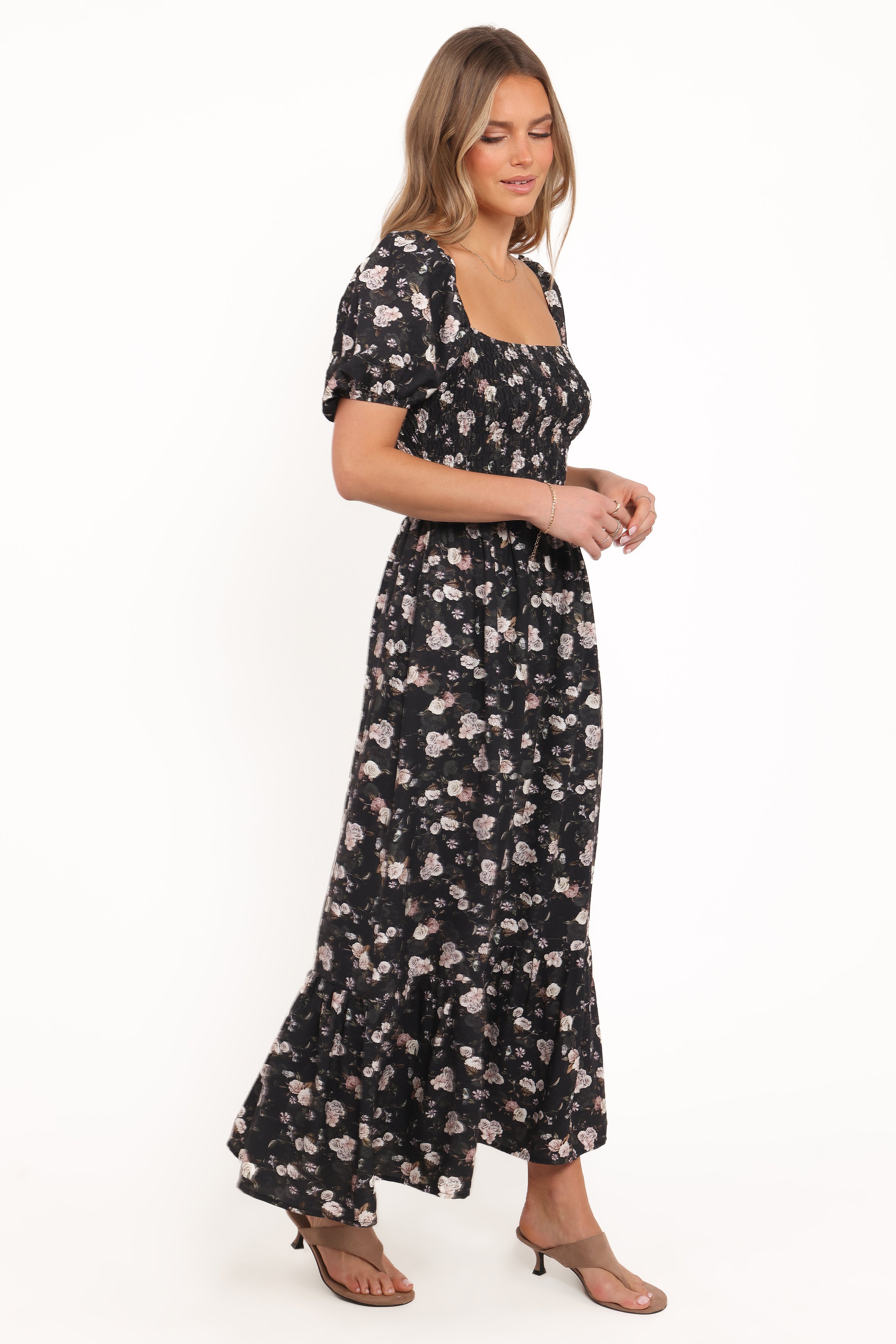 DRESSES Cecelia Puff Sleeve Maxi Dress - Black Floral