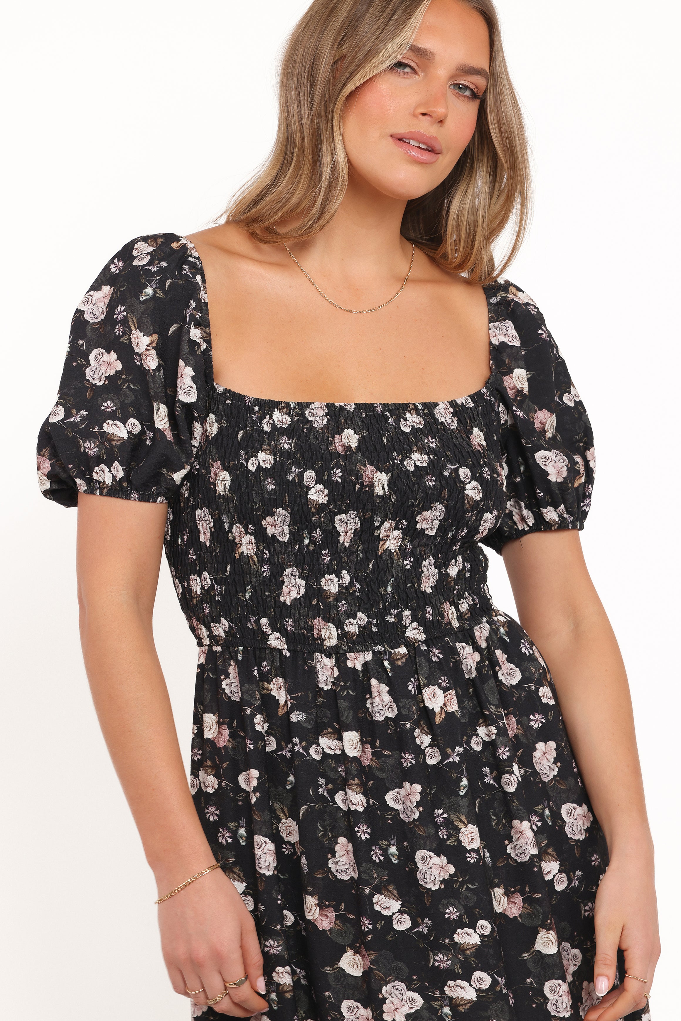 DRESSES Cecelia Puff Sleeve Maxi Dress - Black Floral