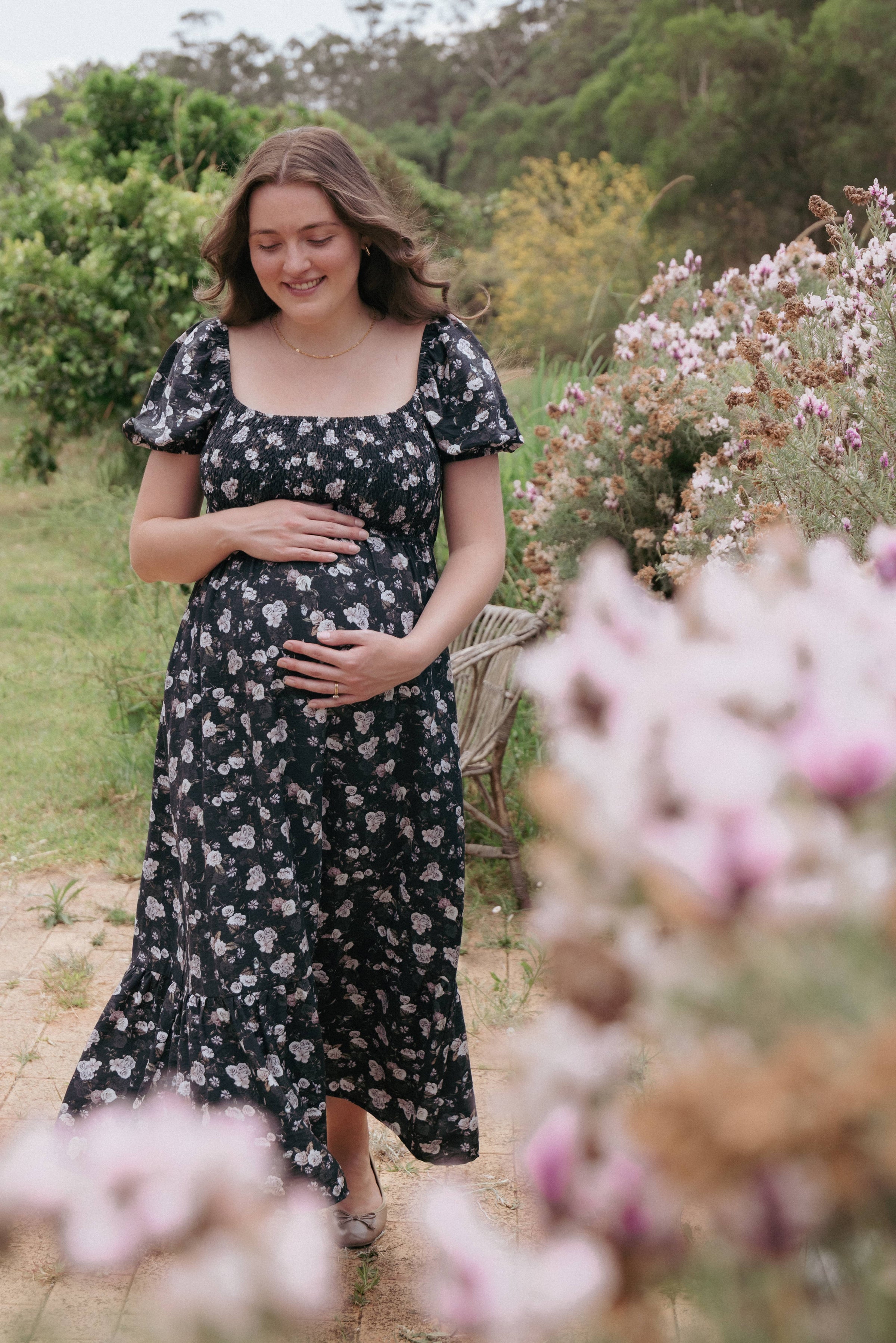 DRESSES Cecelia Puff Sleeve Maxi Dress - Black Floral