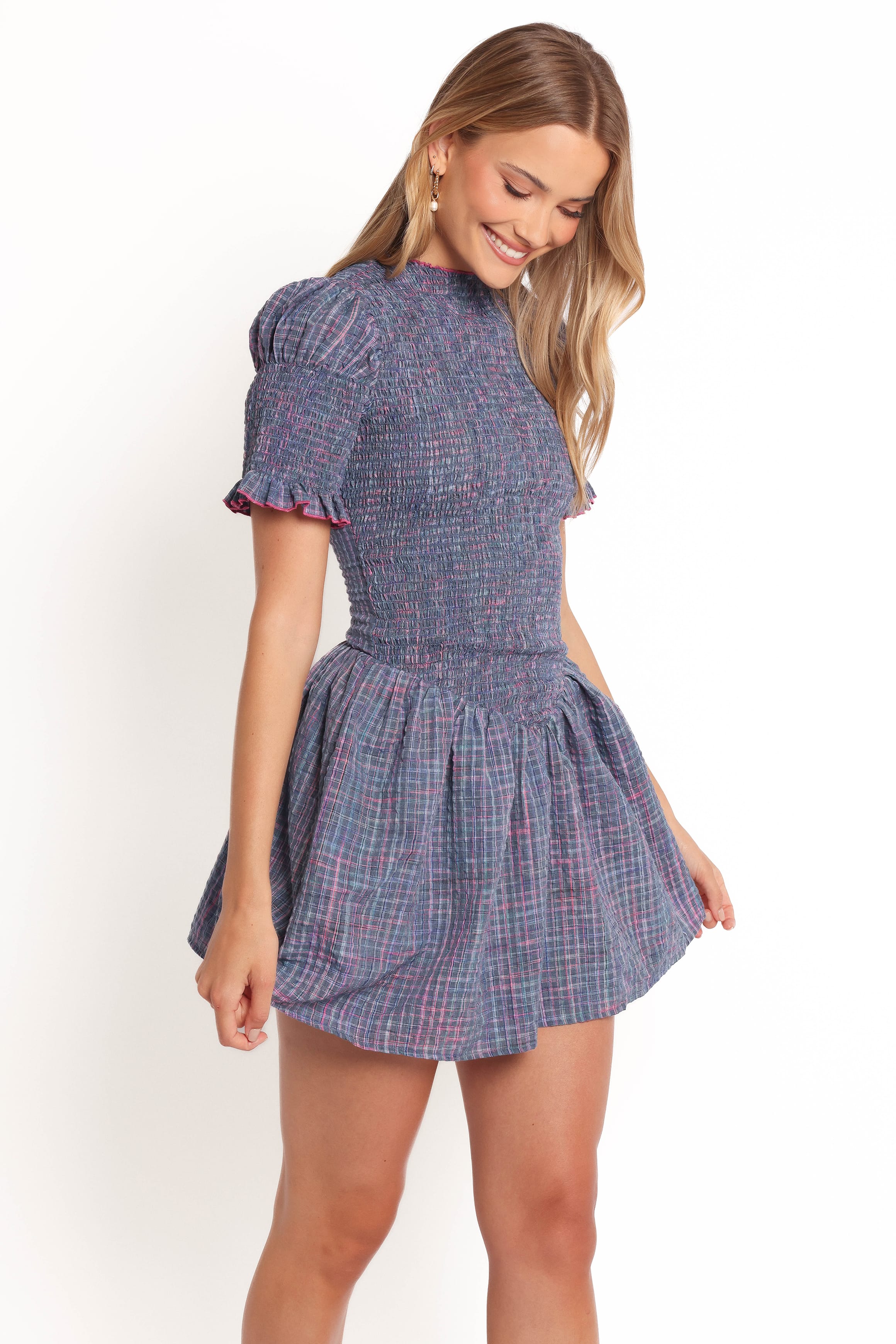 DRESSES Celine Mini Dress - Navy Plaid