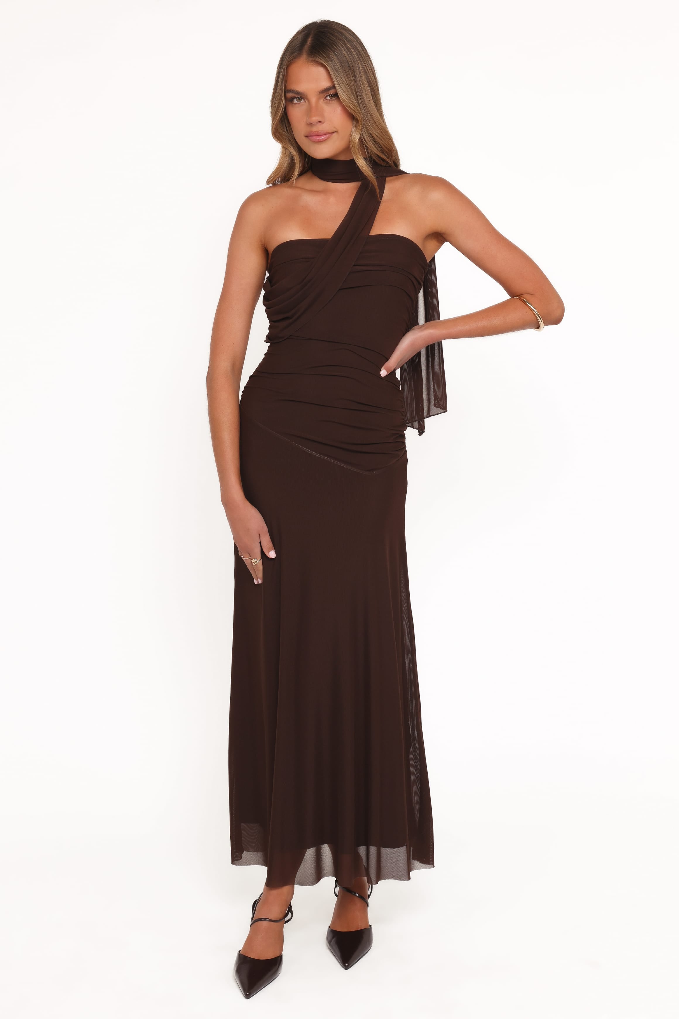 DRESSES Charly One Shoulder Maxi Dress - Brown