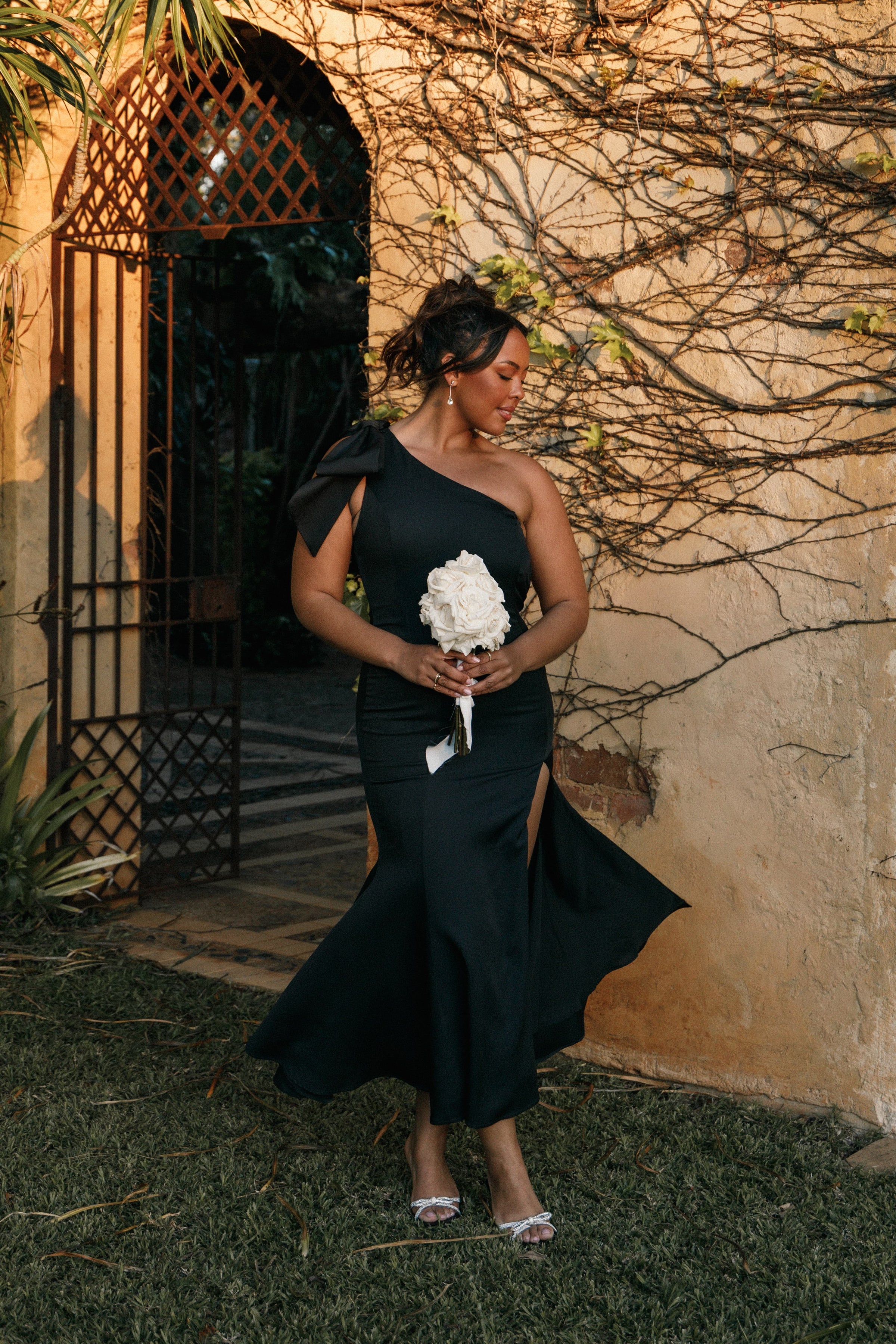 DRESSES Charmed One Shoulder Midi Dress - Black