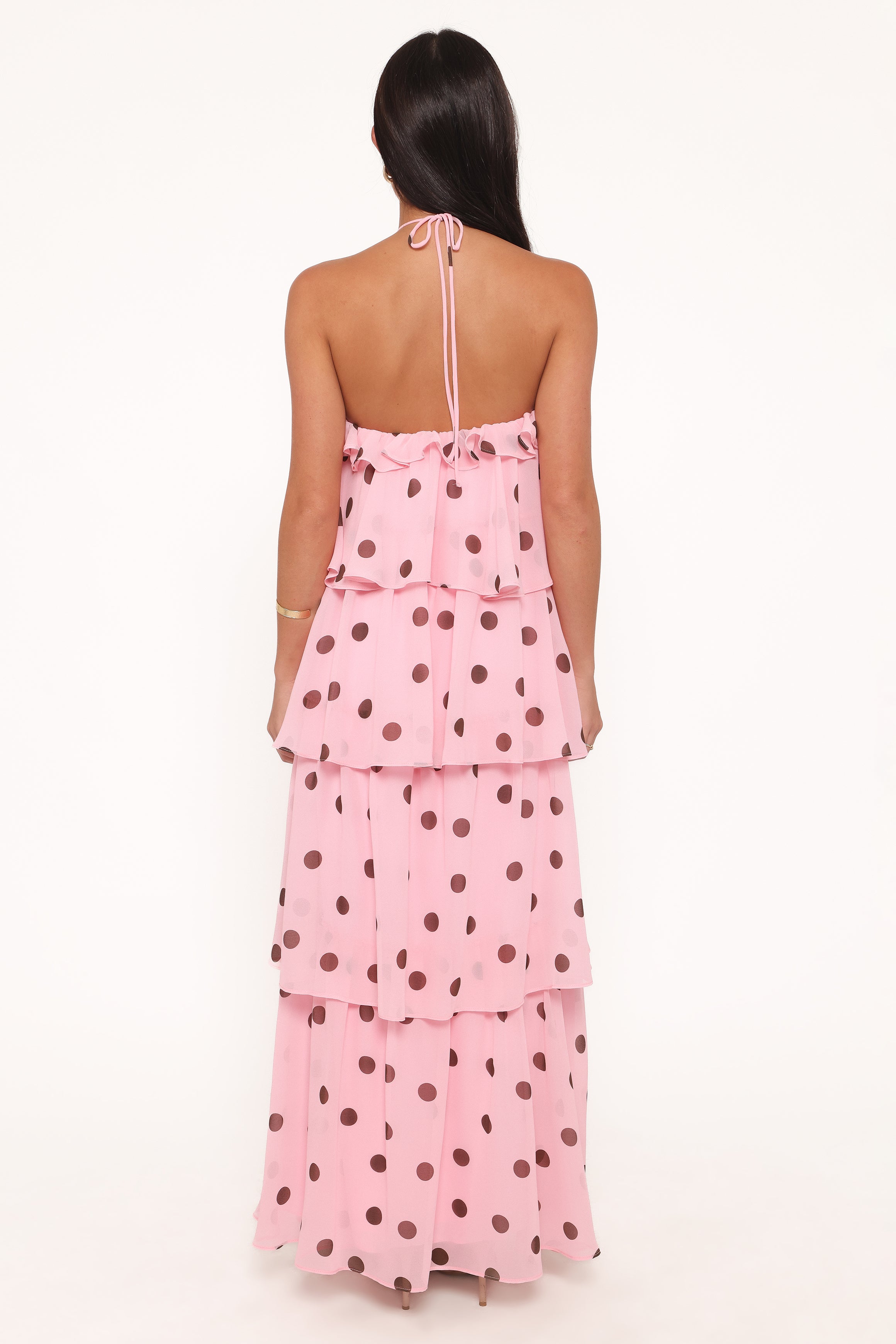 DRESSES Chasity Halterneck Maxi Dress - Pink Polka Dot