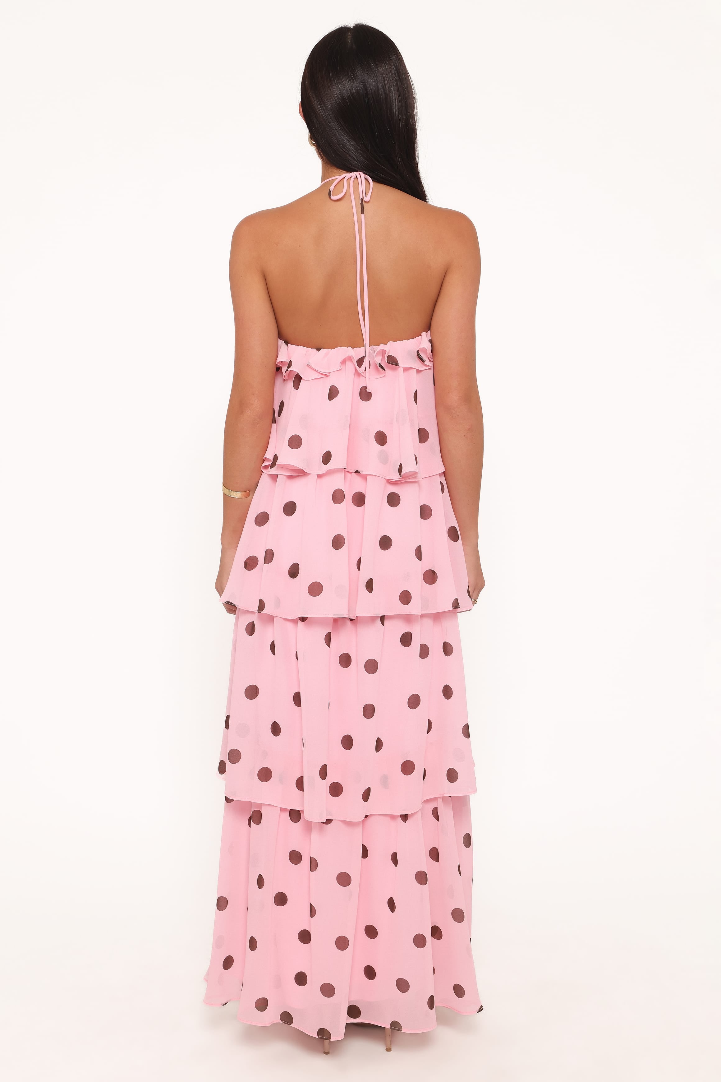 DRESSES Chasity Halterneck Maxi Dress - Pink Polka Dot
