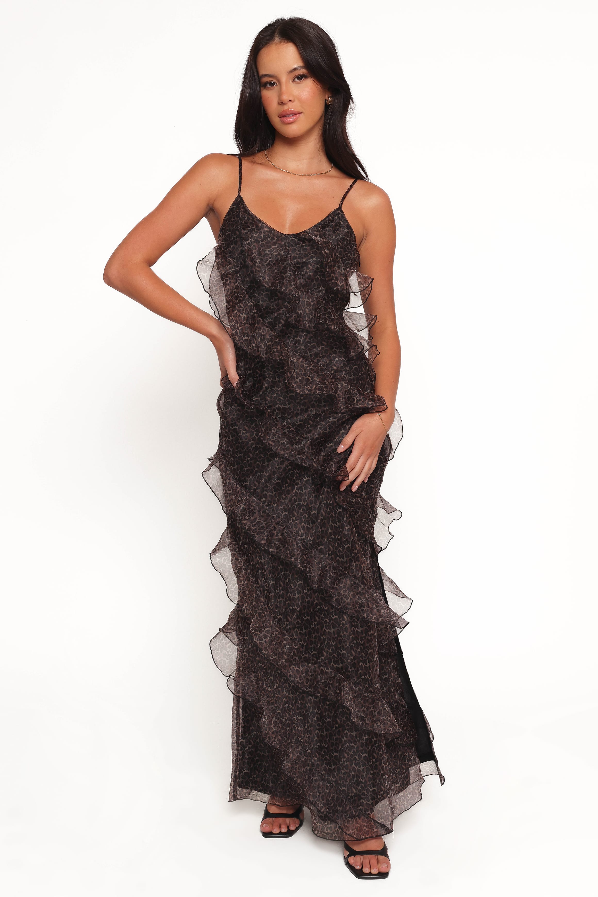 DRESSES Ciao Ruffles Maxi Dress - Black Leopard