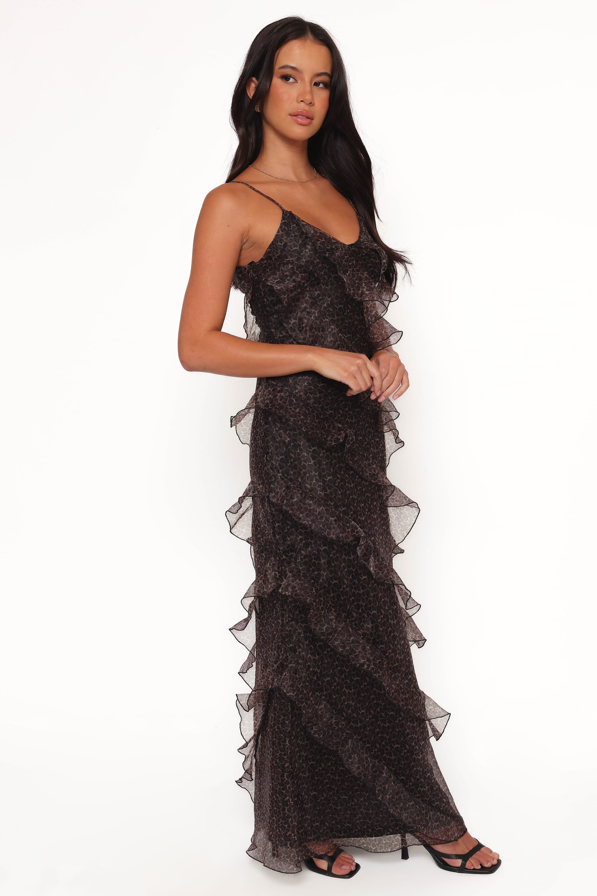 DRESSES Ciao Ruffles Maxi Dress - Black Leopard