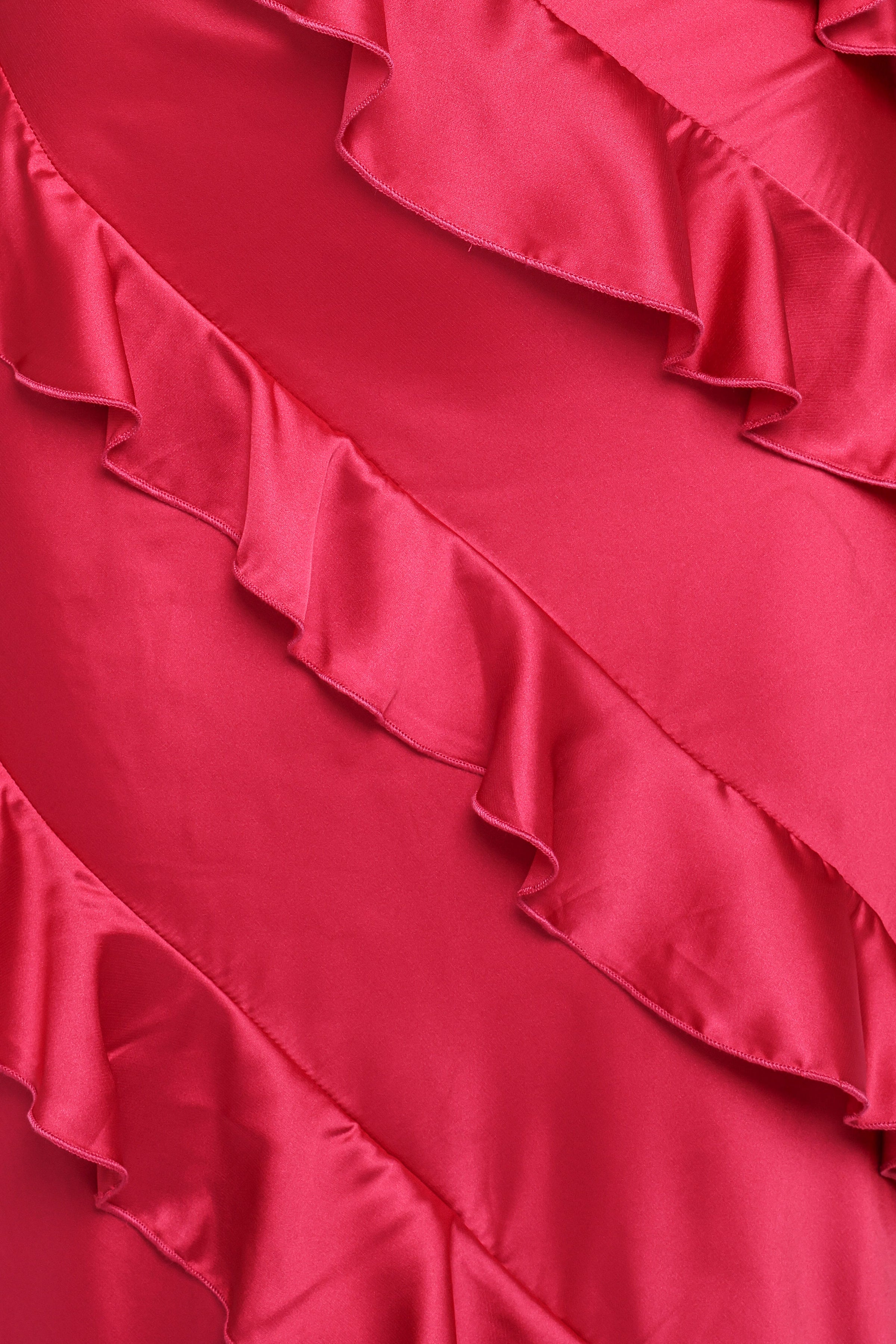 DRESSES Ciao Ruffles Maxi Satin Dress - Fuchsia
