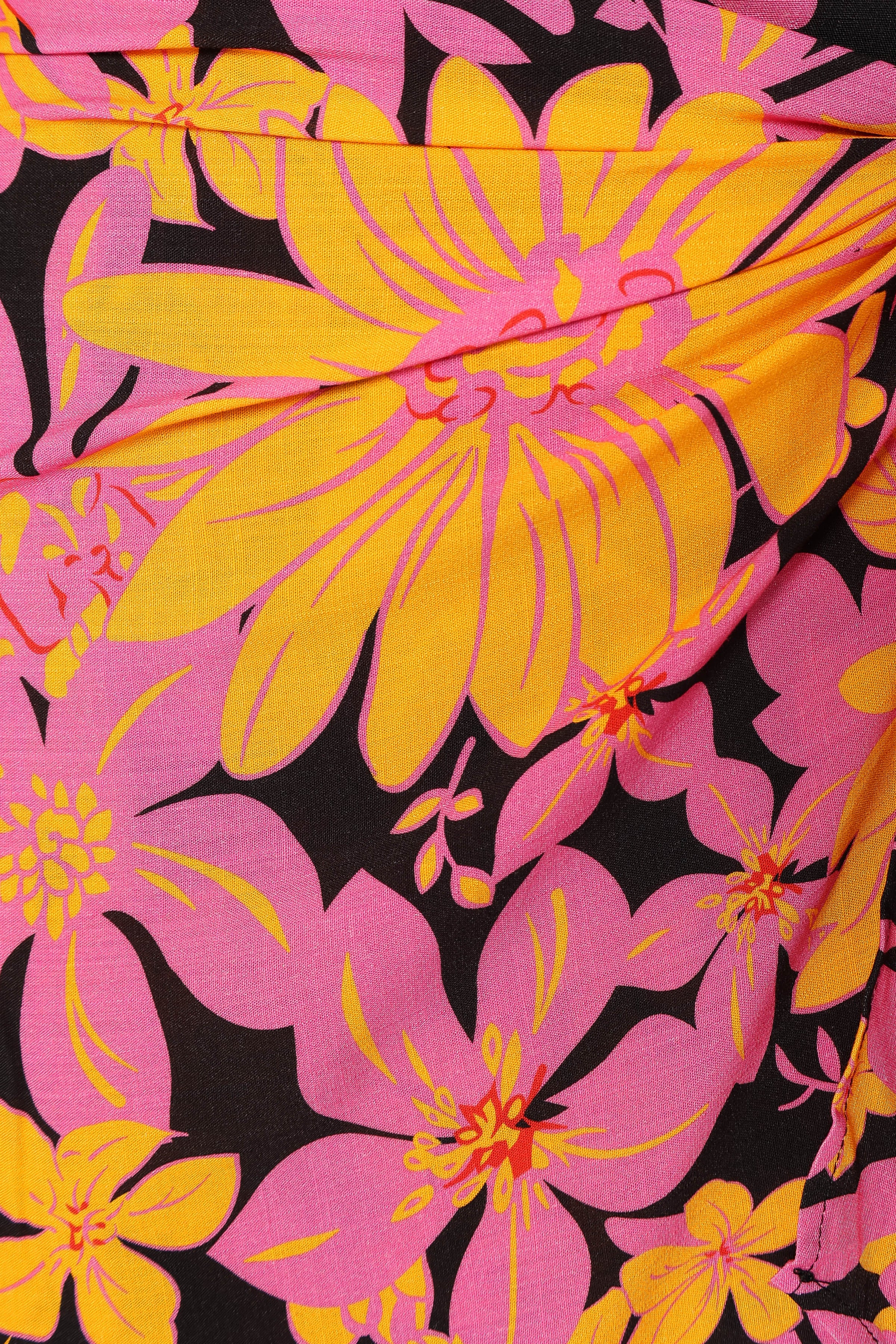 DRESSES @Clara One Shoulder Midi Dress - Black Floral