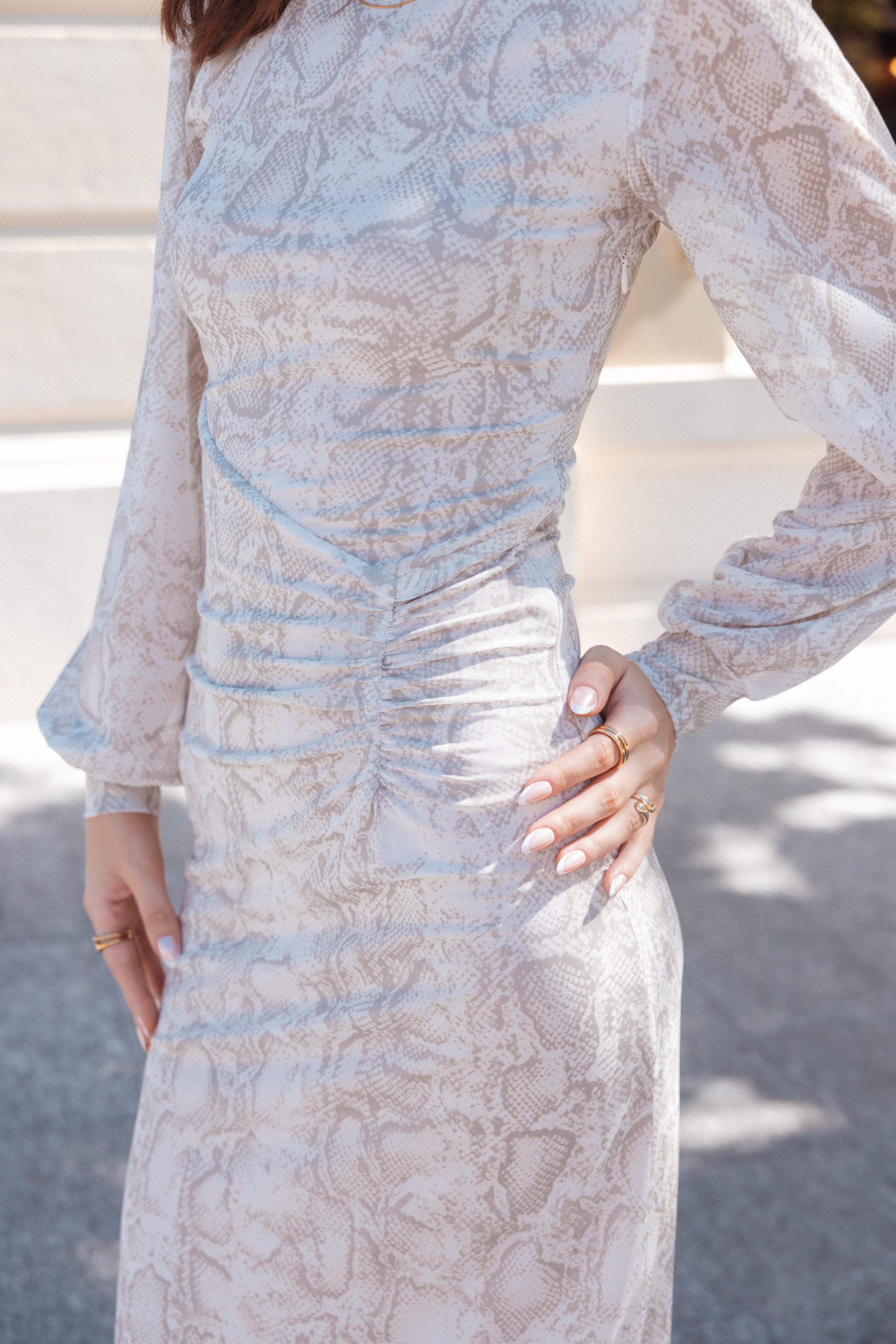 DRESSES Clemens Mesh Maxi Dress - Snake Print