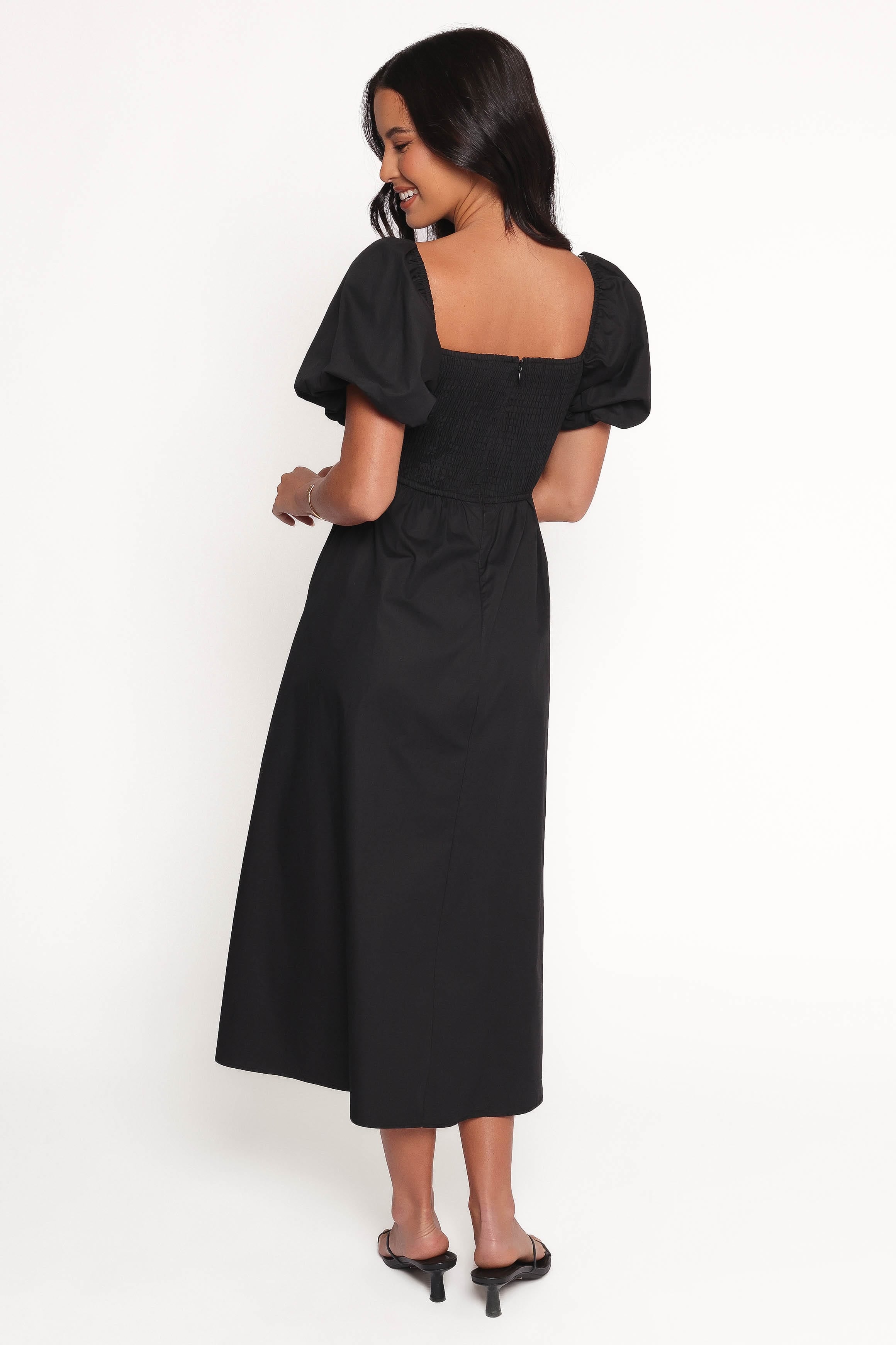 DRESSES Clo Puff Sleeve Midi Dress - Black