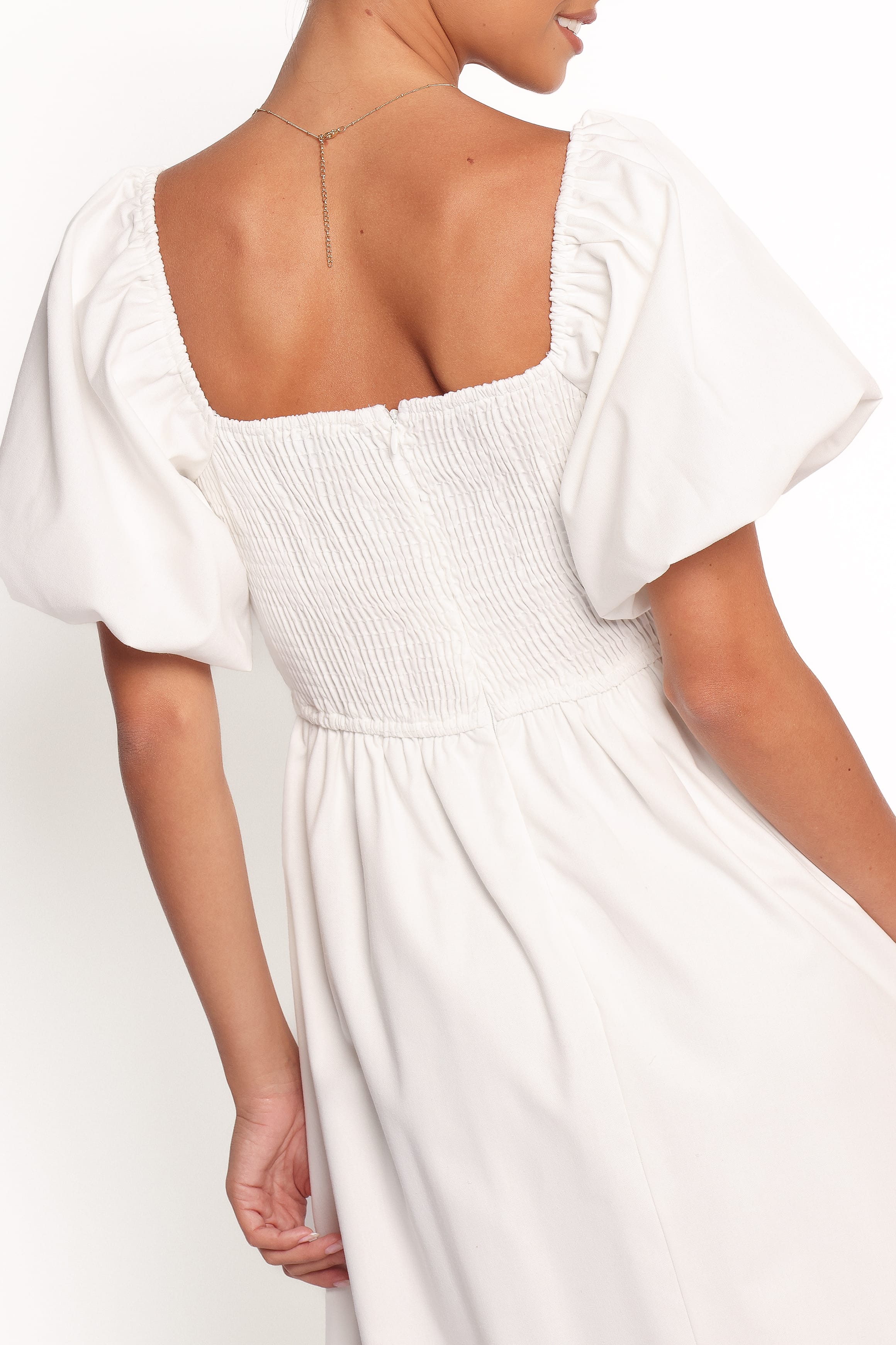 DRESSES Clo Puff Sleeve Midi Dress - White