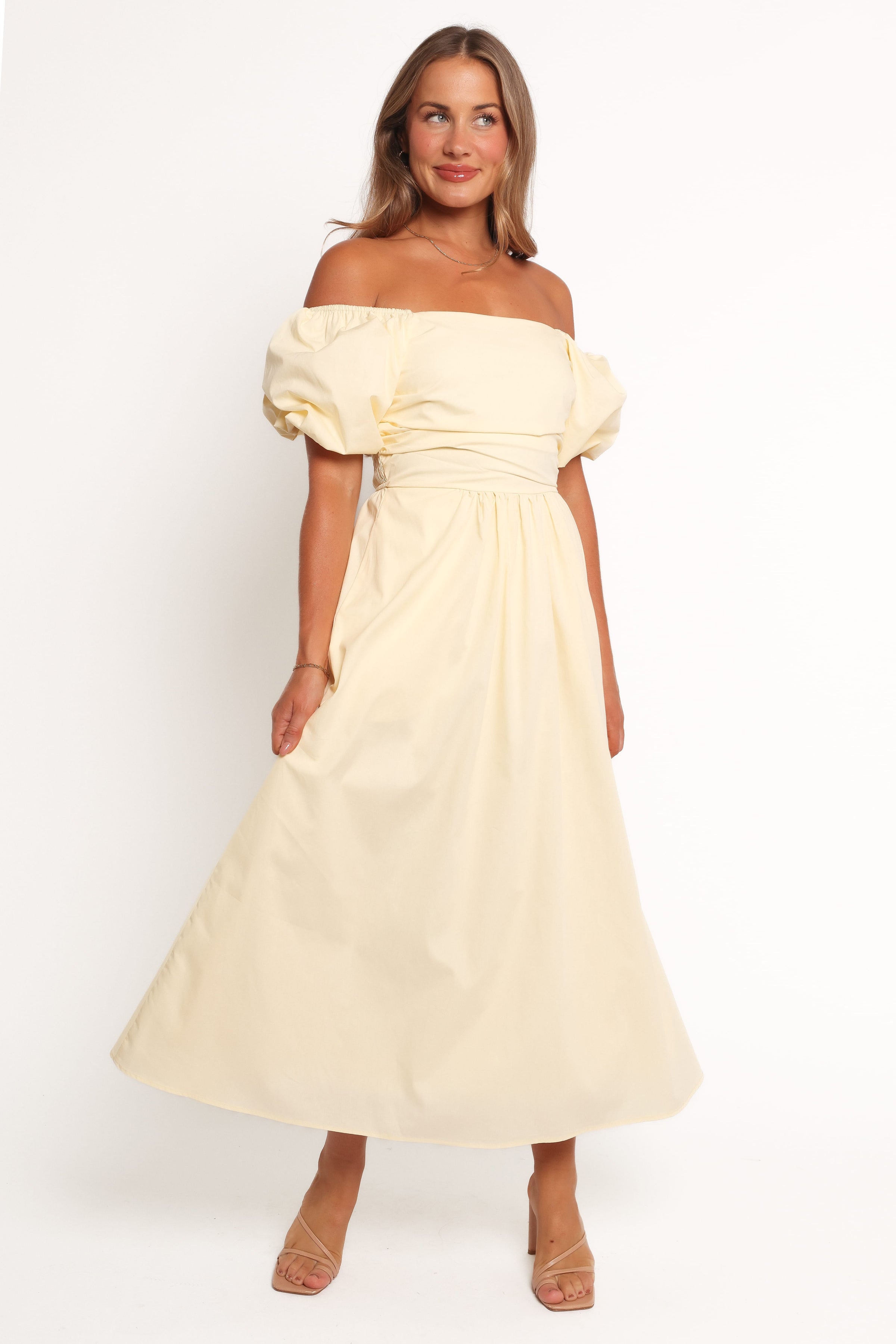 DRESSES Clo Puff Sleeve Midi Dress - Yellow
