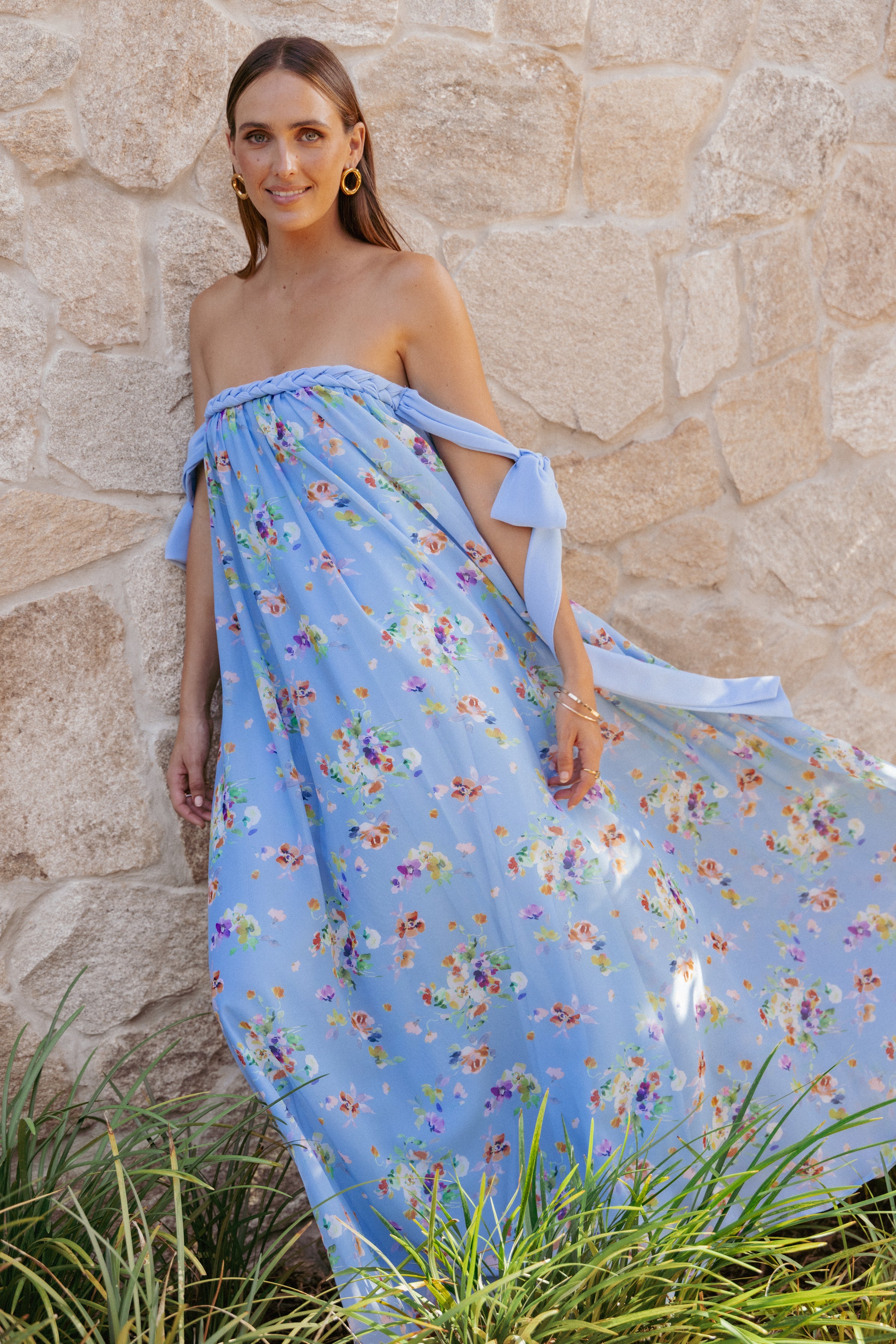 DRESSES Codie Off Shoulder Maxi Dress - Cornflower Blue Floral