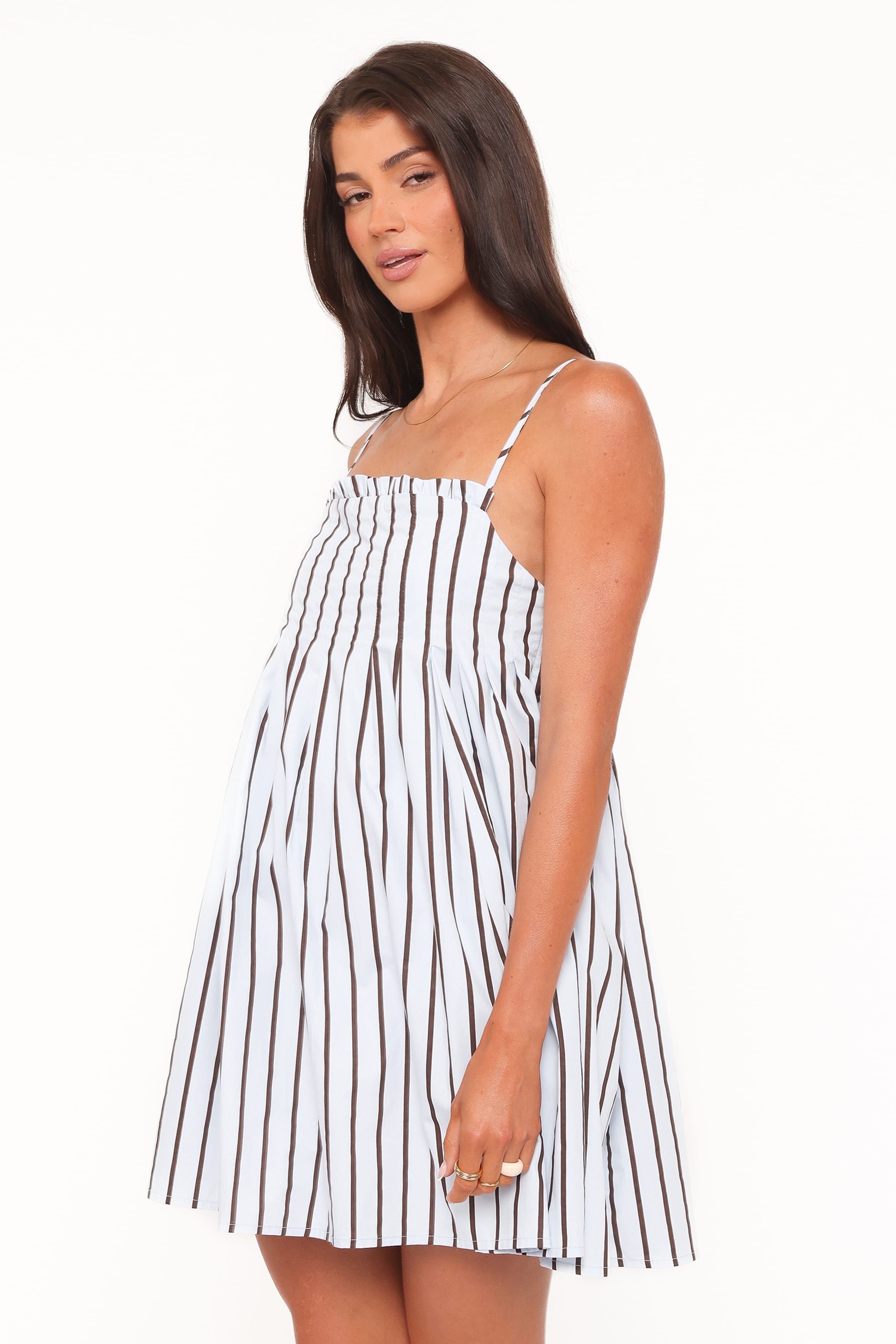 DRESSES Cole Mini Dress - Blue/Brown Stripe