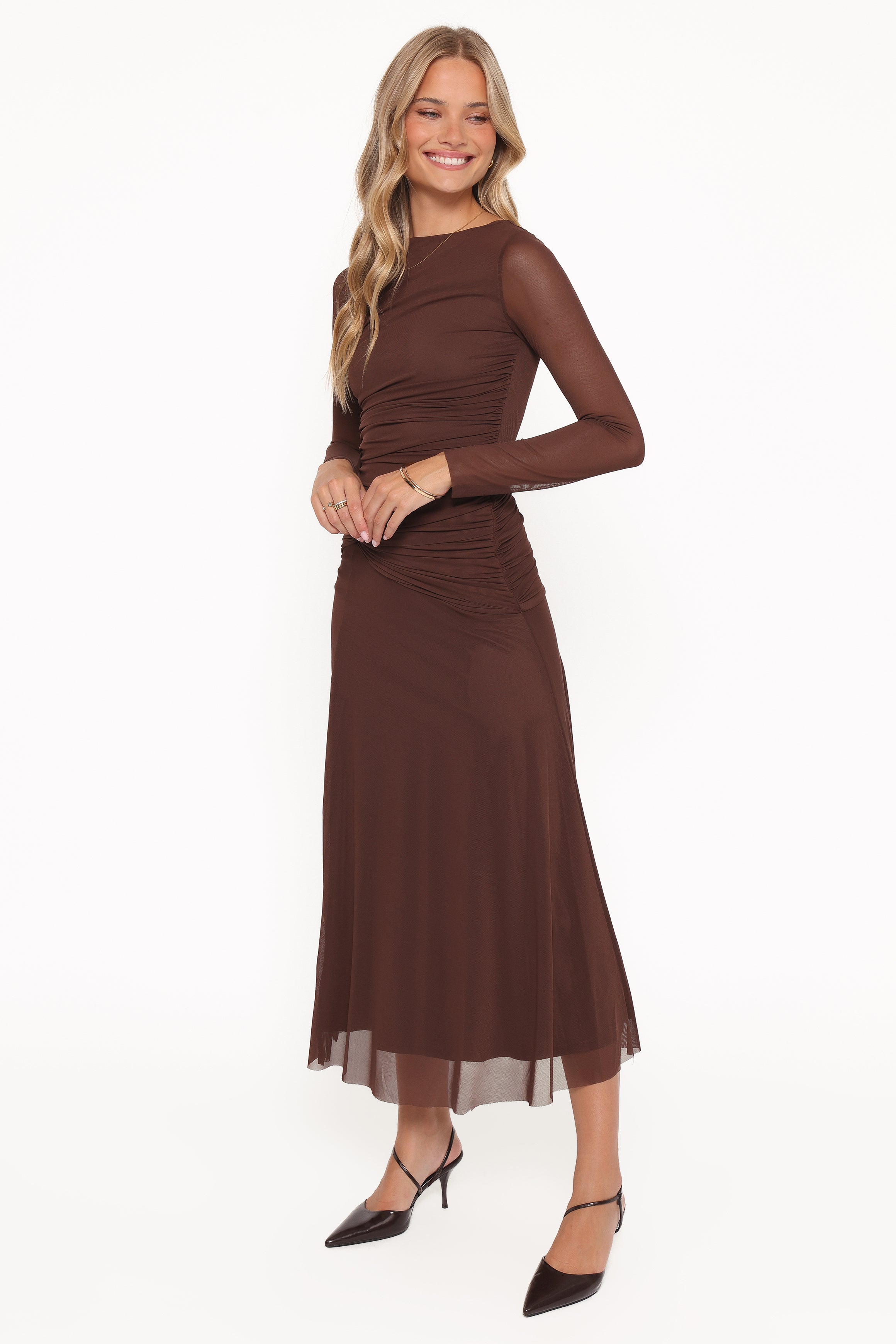 DRESSES Colton Long Sleeve Maxi Dress - Brown