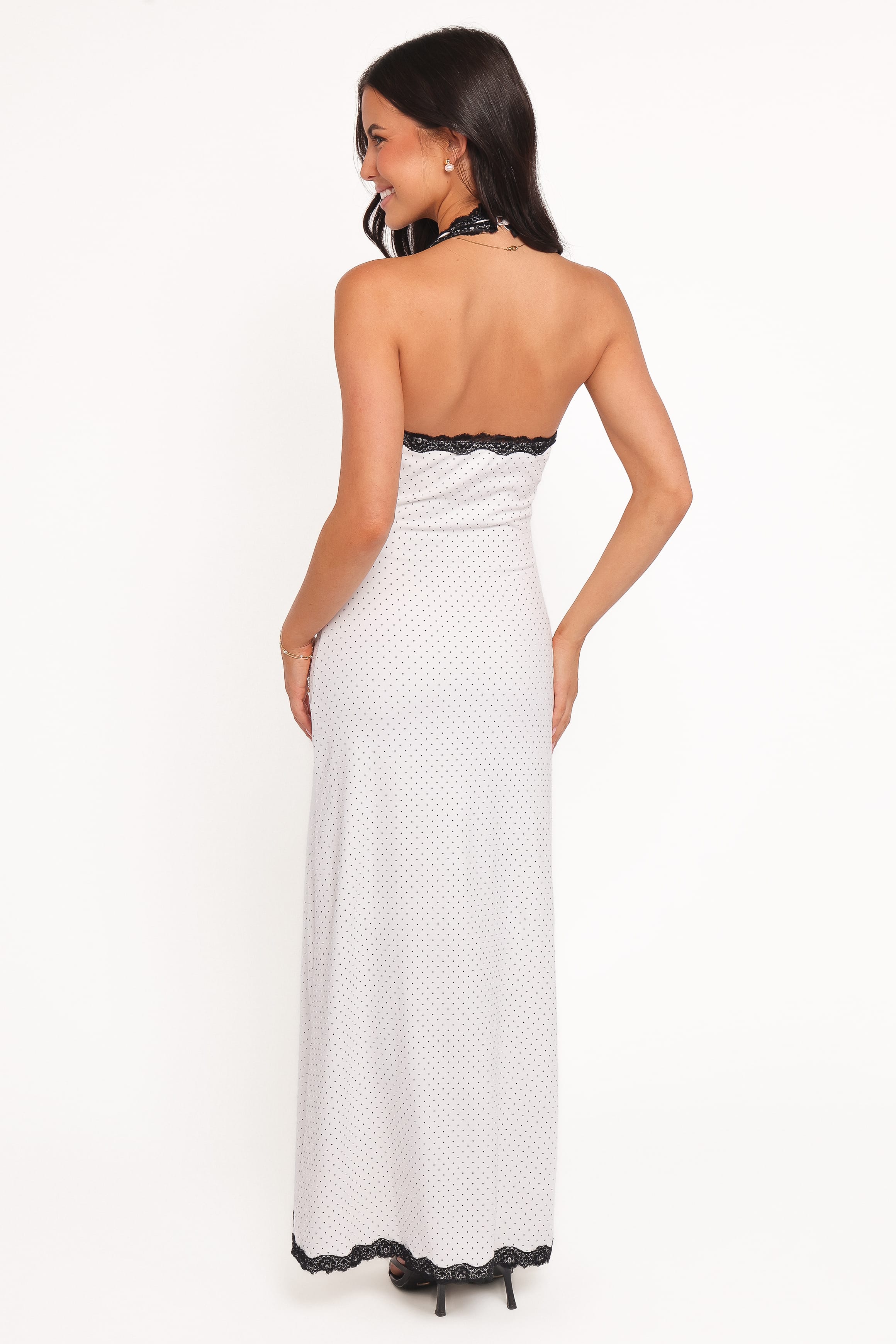 DRESSES Conrad Halter Maxi Dress - White Polka Dot