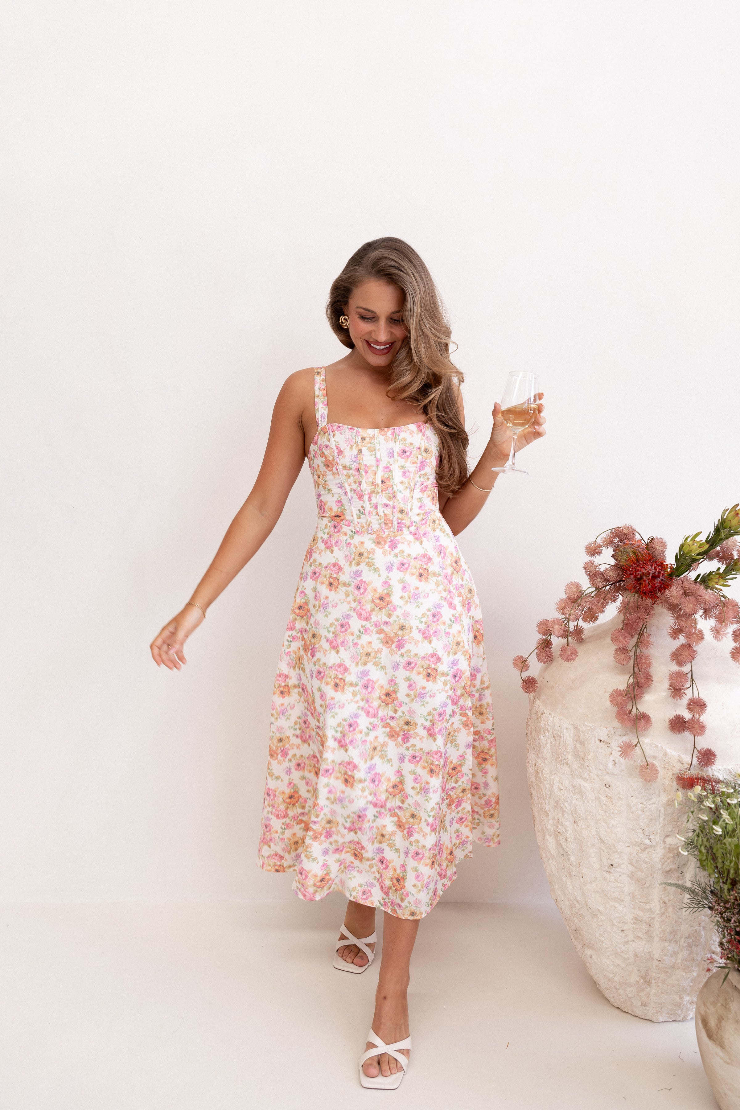 DRESSES Cosima Midi Dress - Pink Floral
