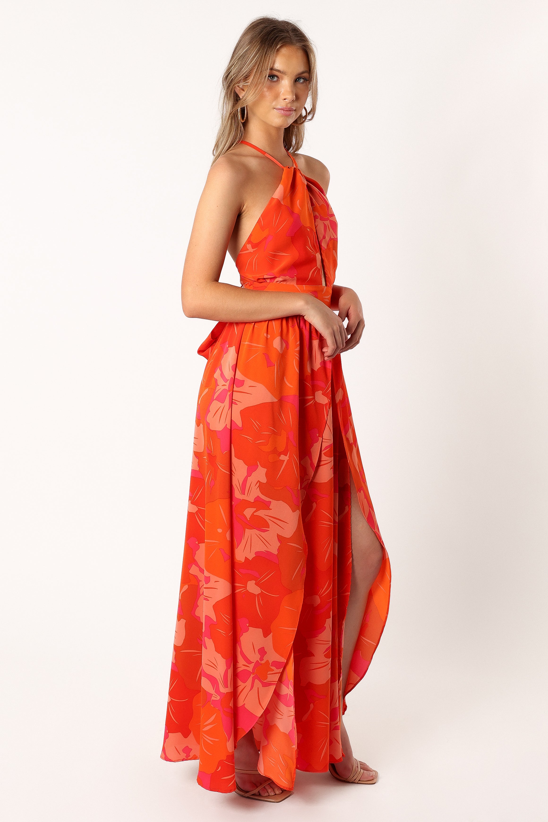 DRESSES @Cristee Halterneck Maxi Dress - Orange