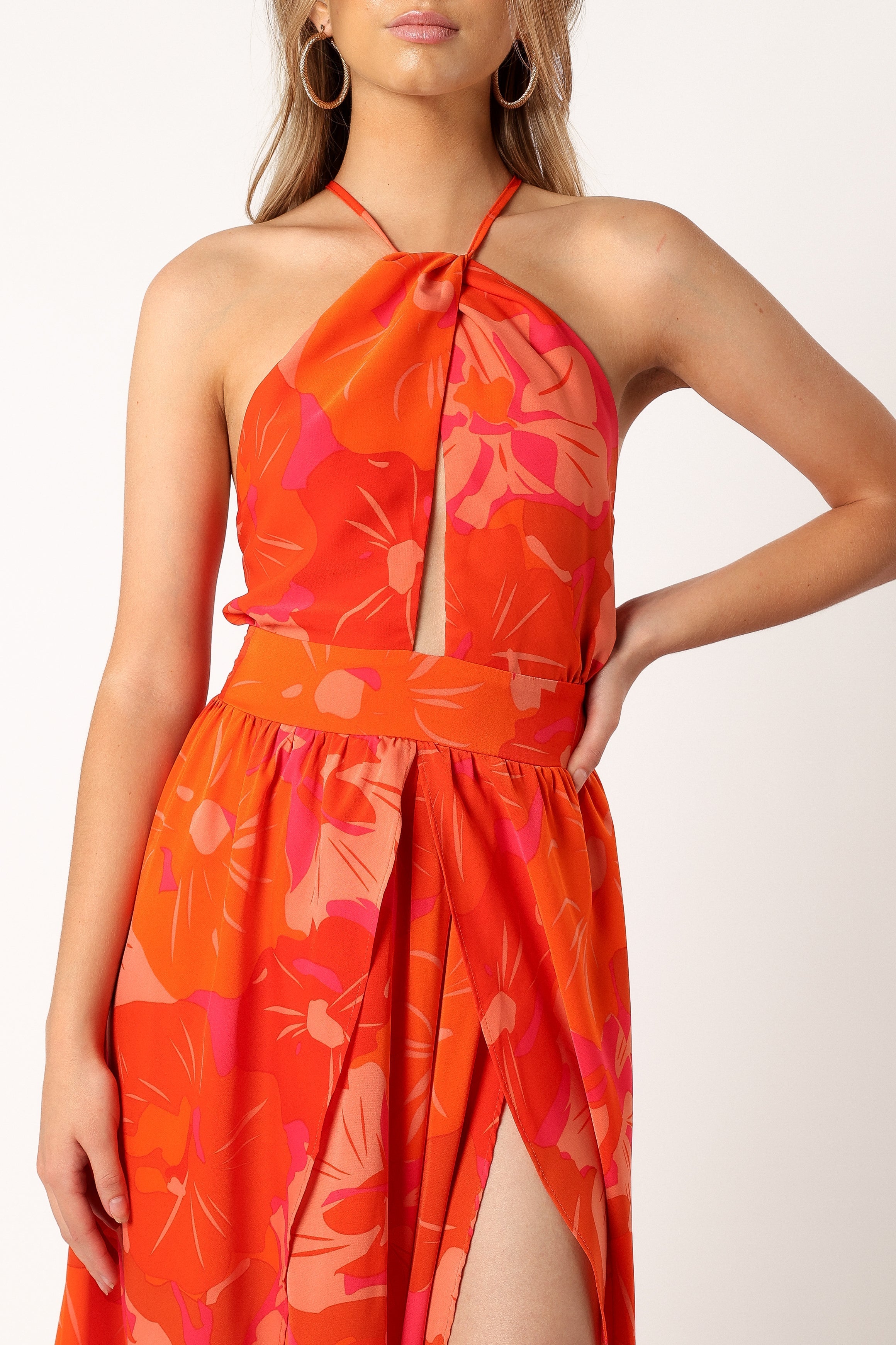 DRESSES @Cristee Halterneck Maxi Dress - Orange