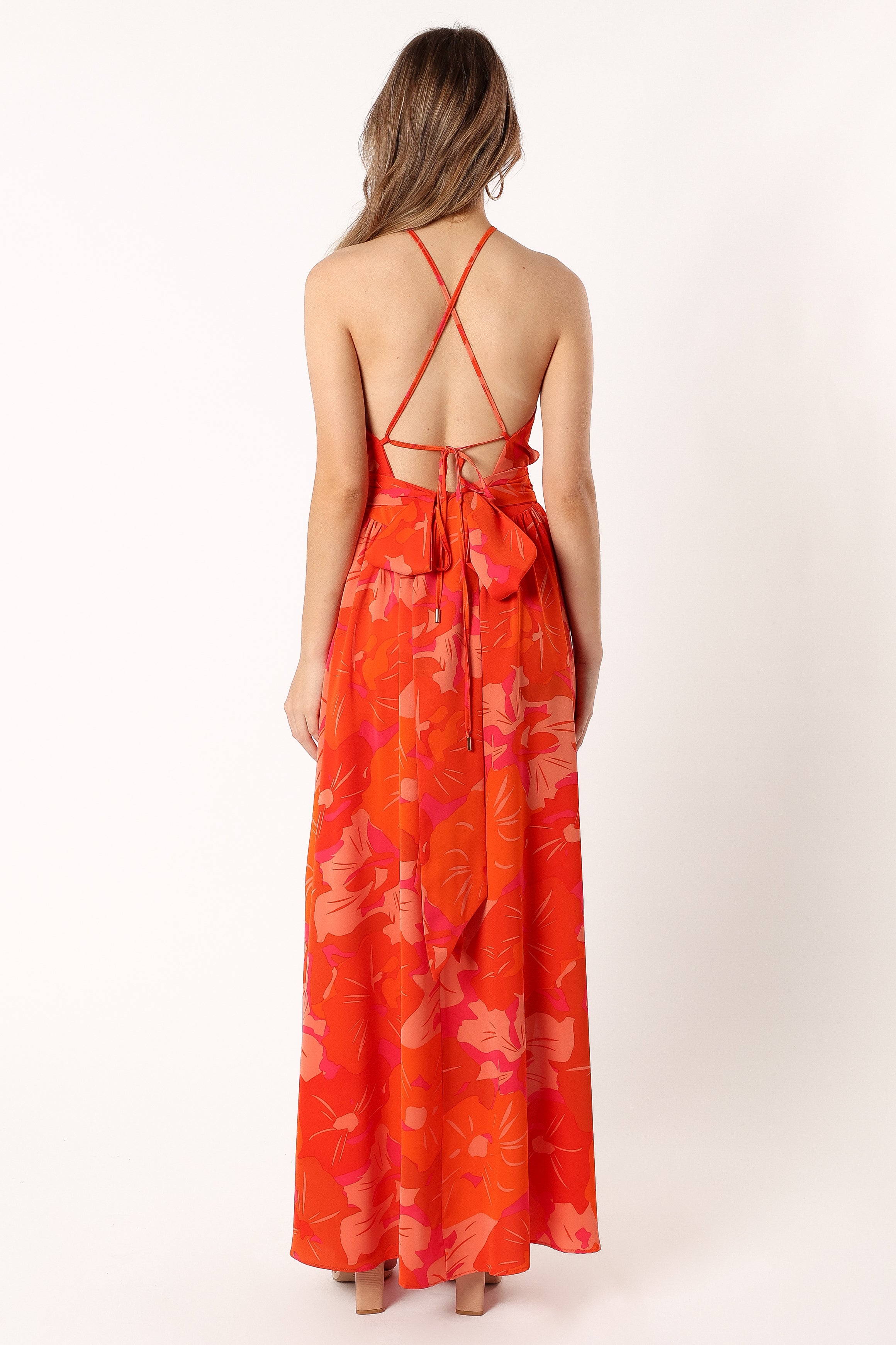 DRESSES @Cristee Halterneck Maxi Dress - Orange