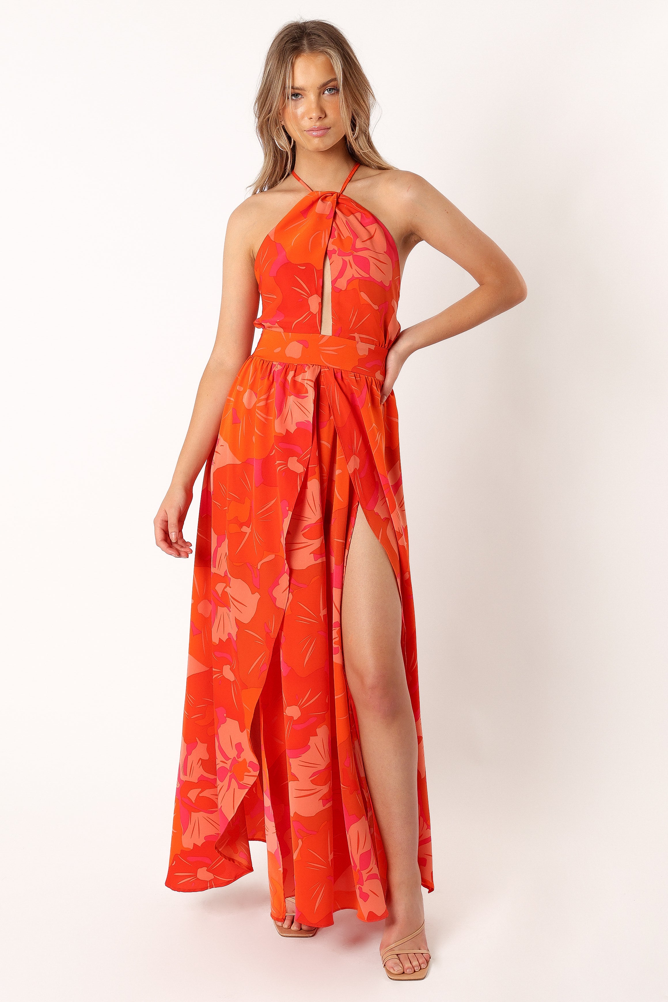 DRESSES @Cristee Halterneck Maxi Dress - Orange