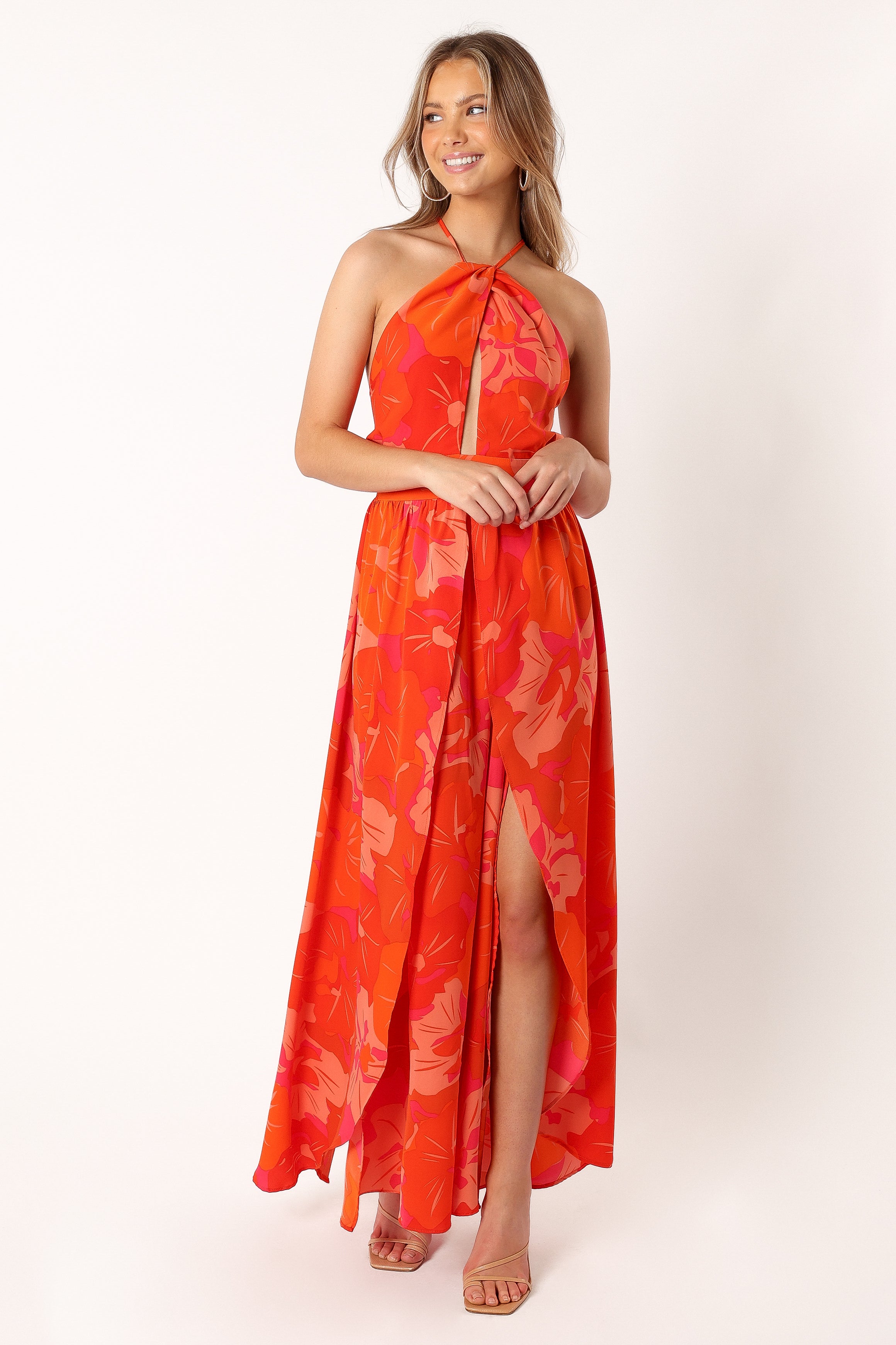 DRESSES @Cristee Halterneck Maxi Dress - Orange