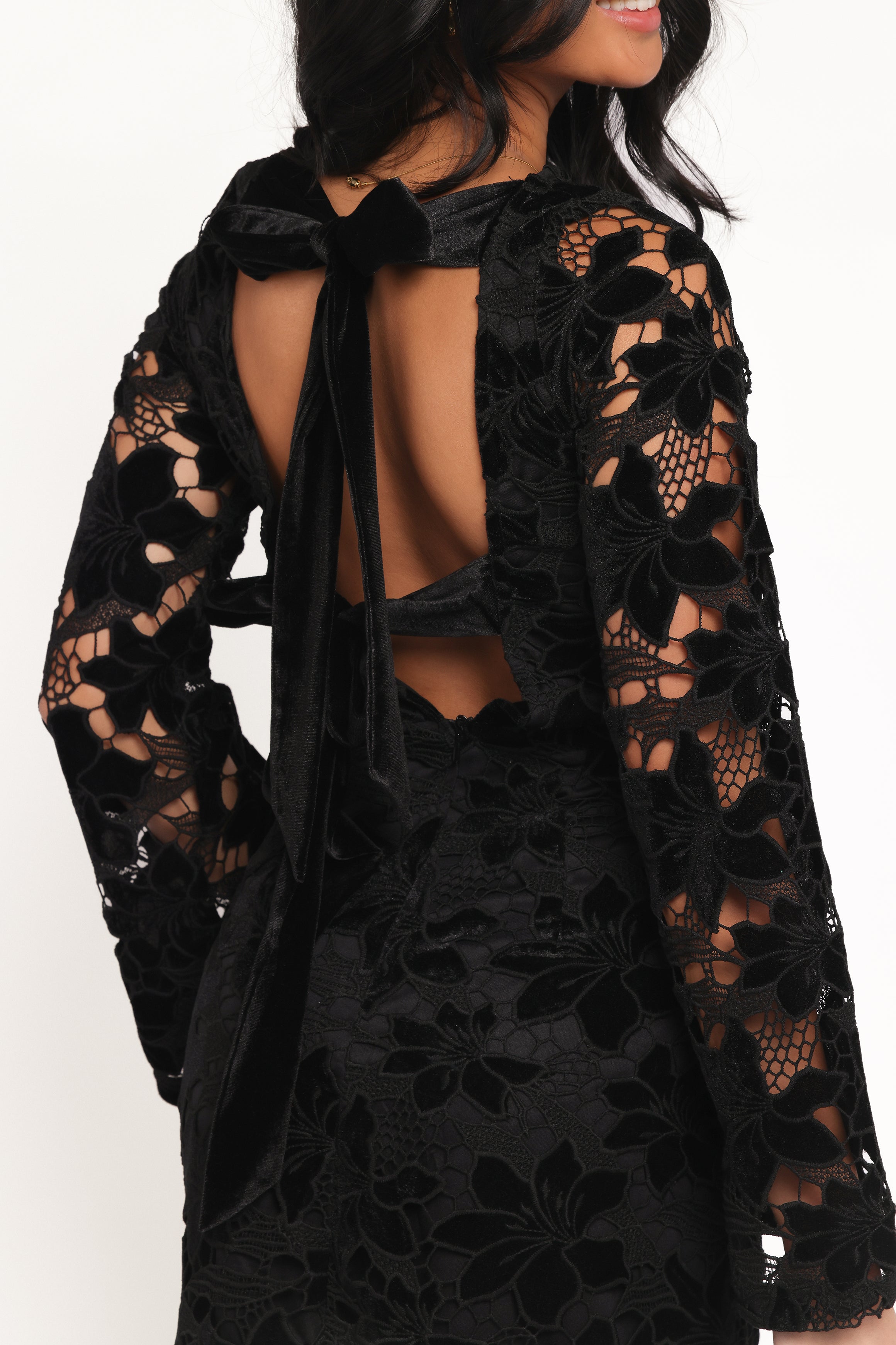 DRESSES Cynthia Velvet Lace Mini Dress - Black