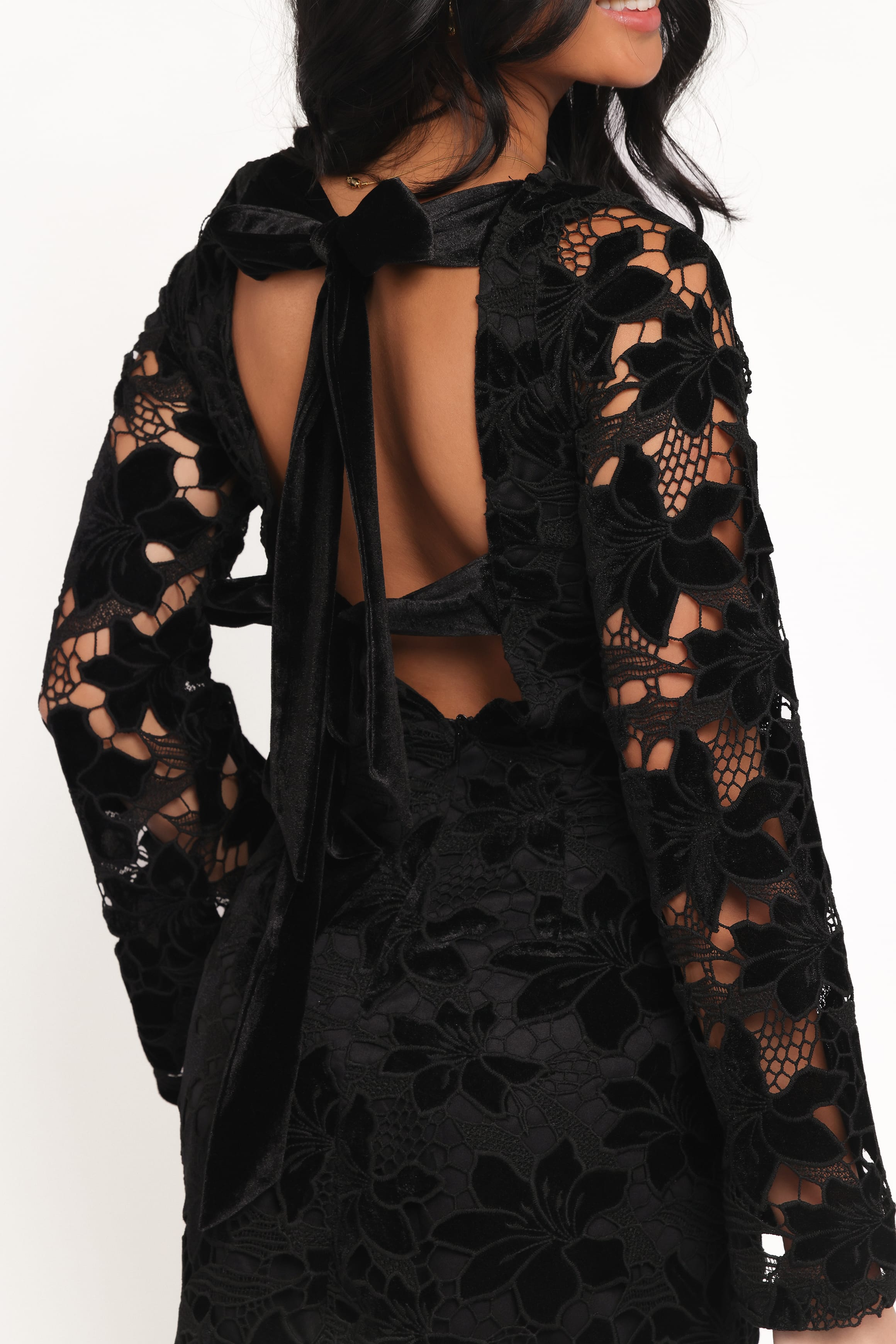 DRESSES Cynthia Velvet Lace Mini Dress - Black
