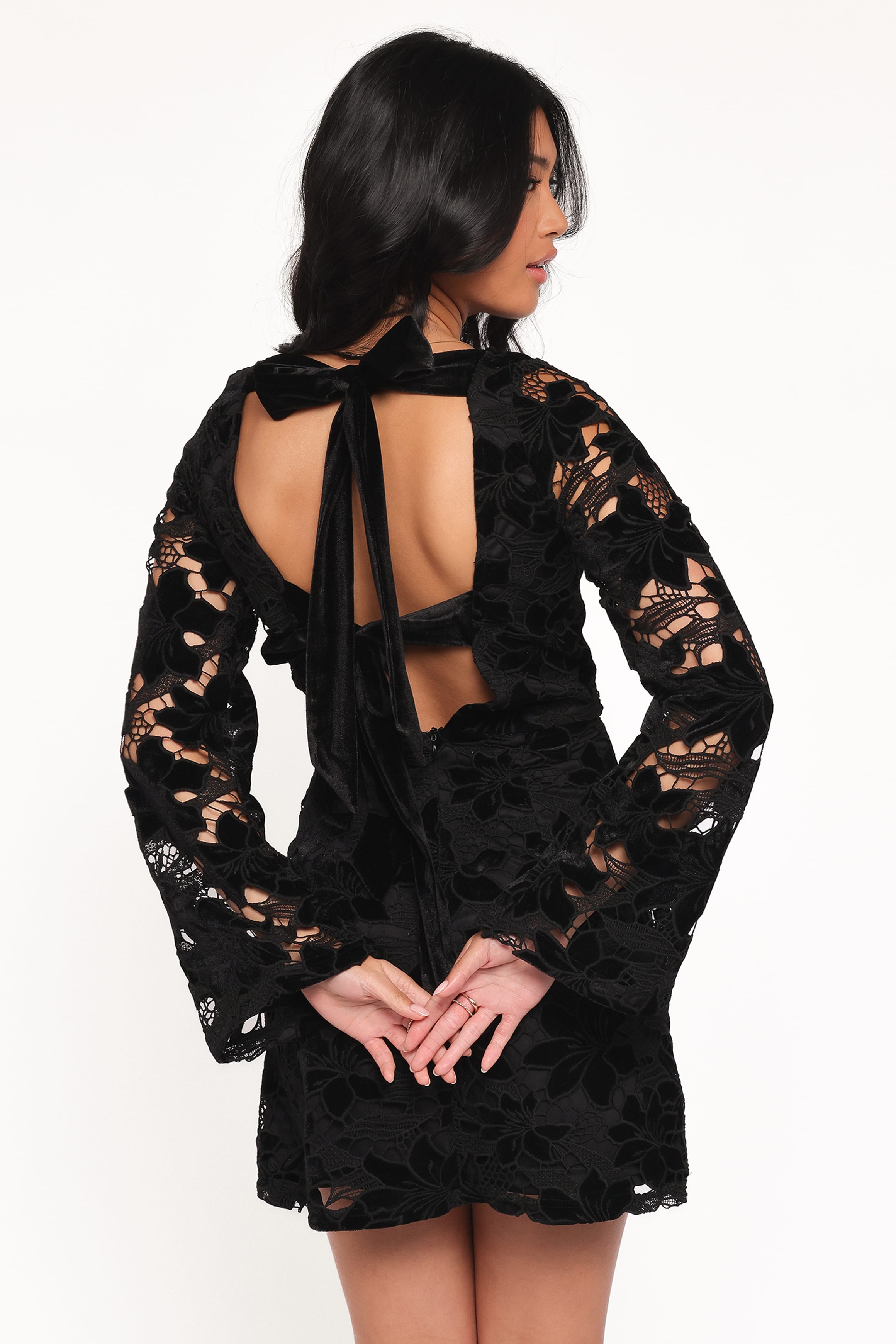 DRESSES Cynthia Velvet Lace Mini Dress - Black