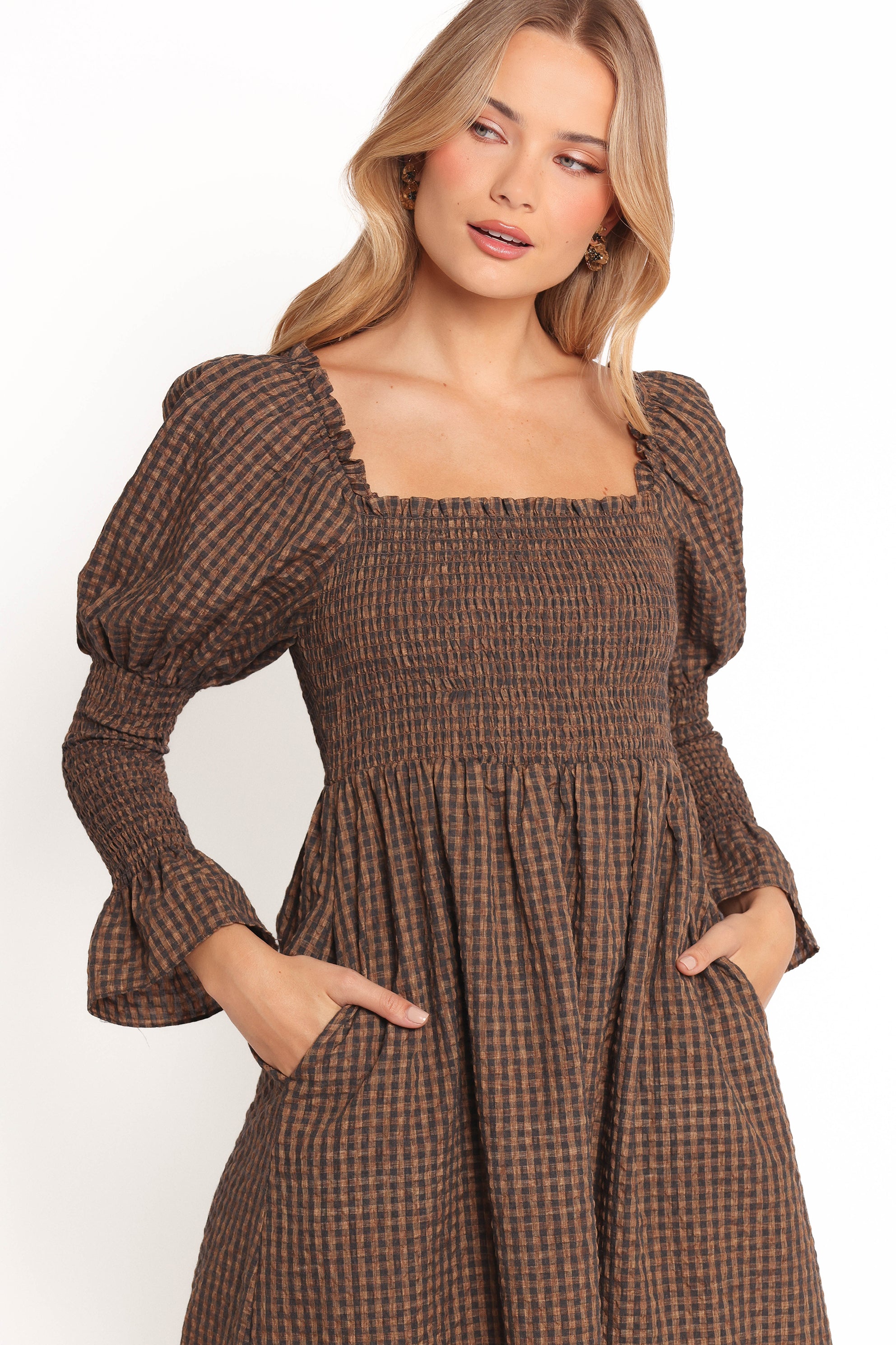 DRESSES Cyrena Maxi Dress - Brown Check