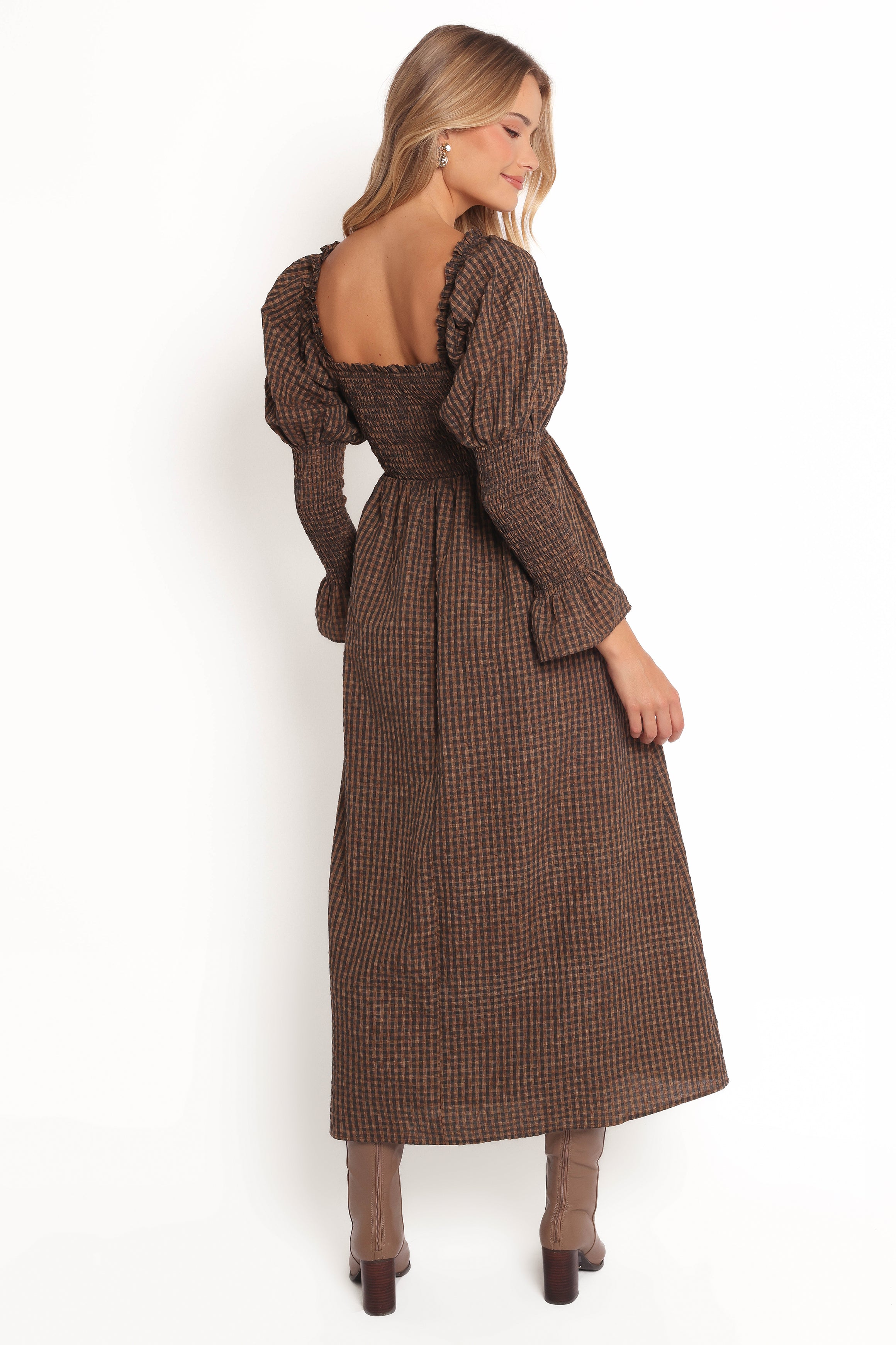 DRESSES Cyrena Maxi Dress - Brown Check