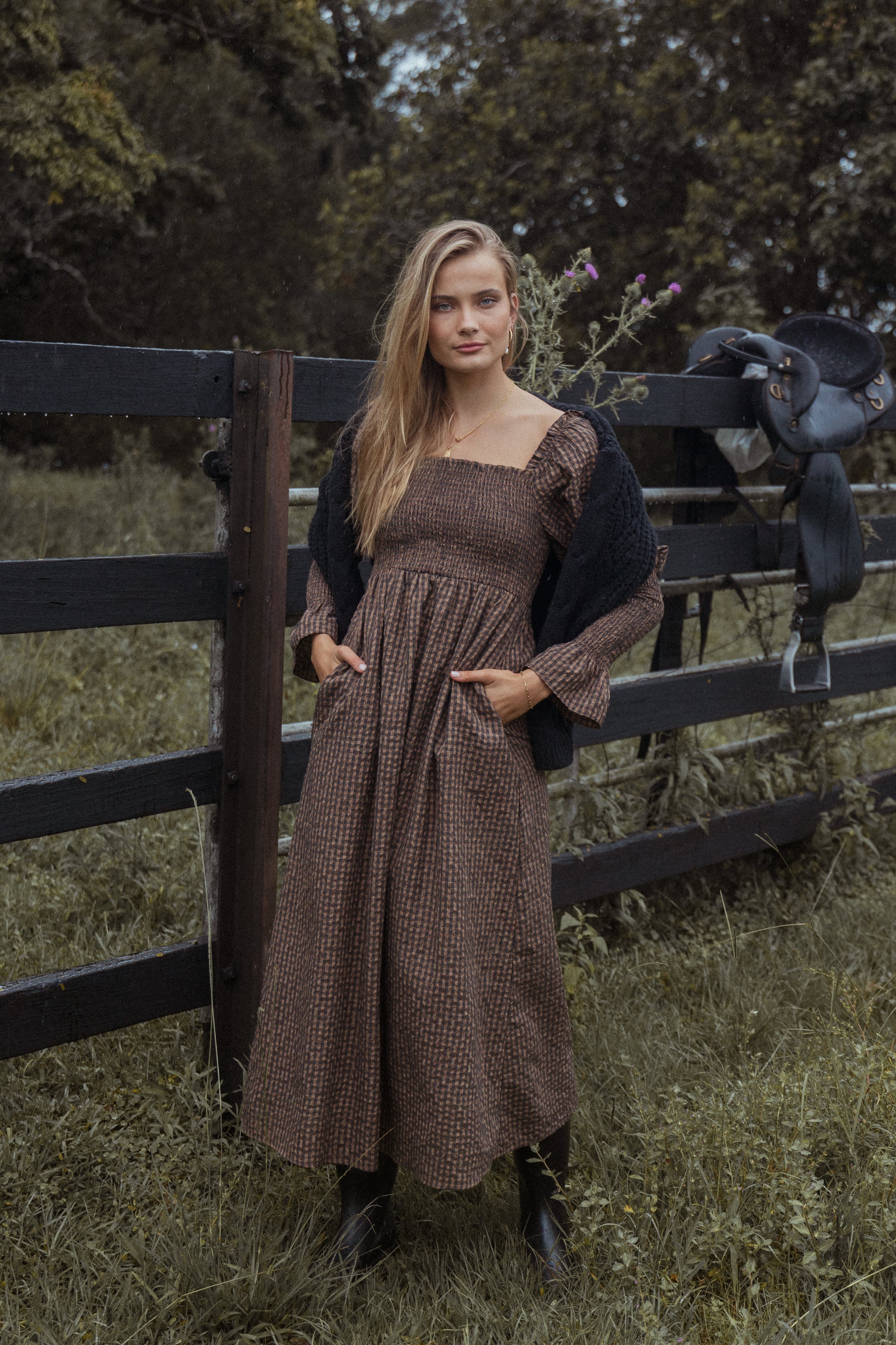 DRESSES Cyrena Maxi Dress - Brown Check