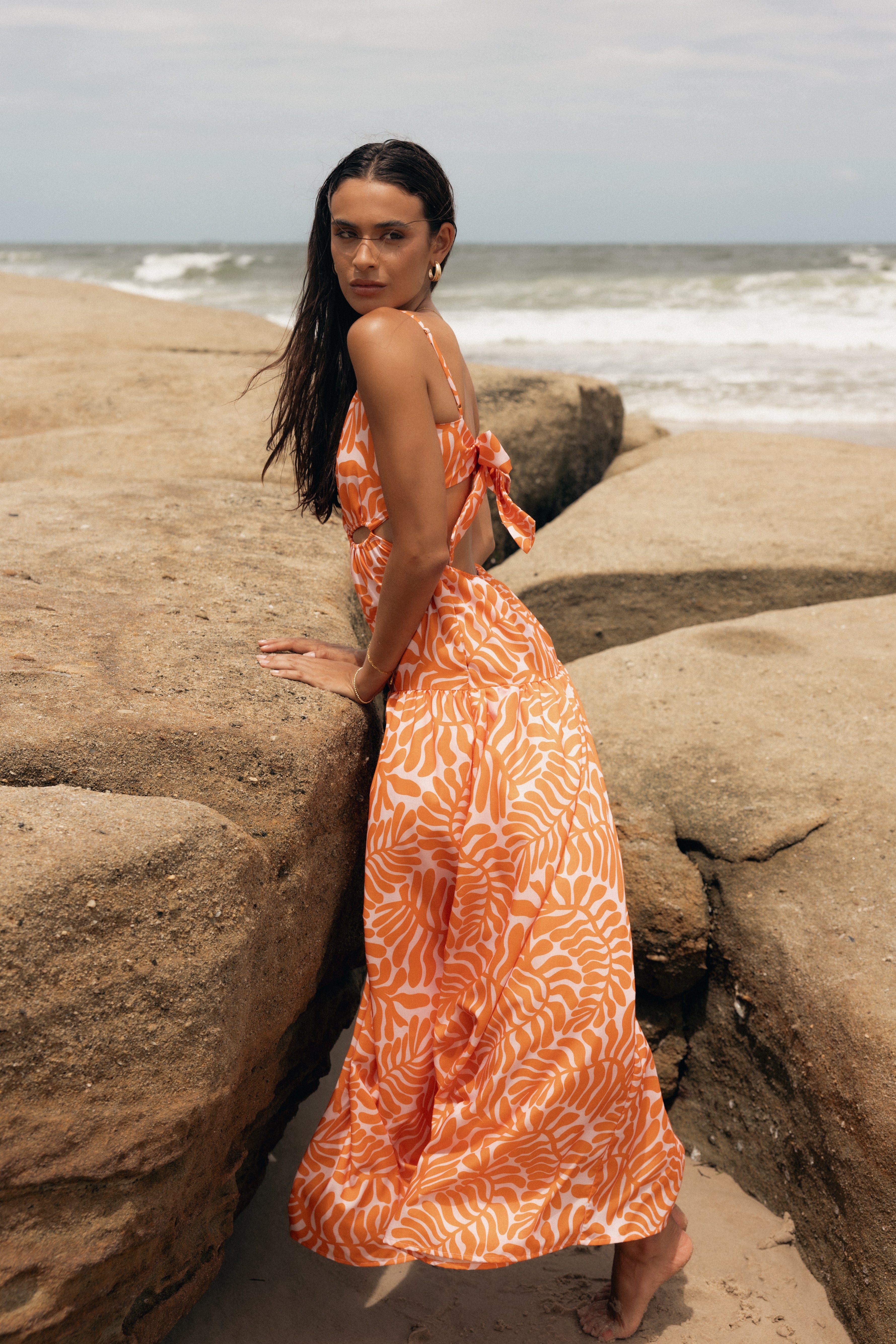 DRESSES Dalton Cut Out Maxi Dress - Orange Print