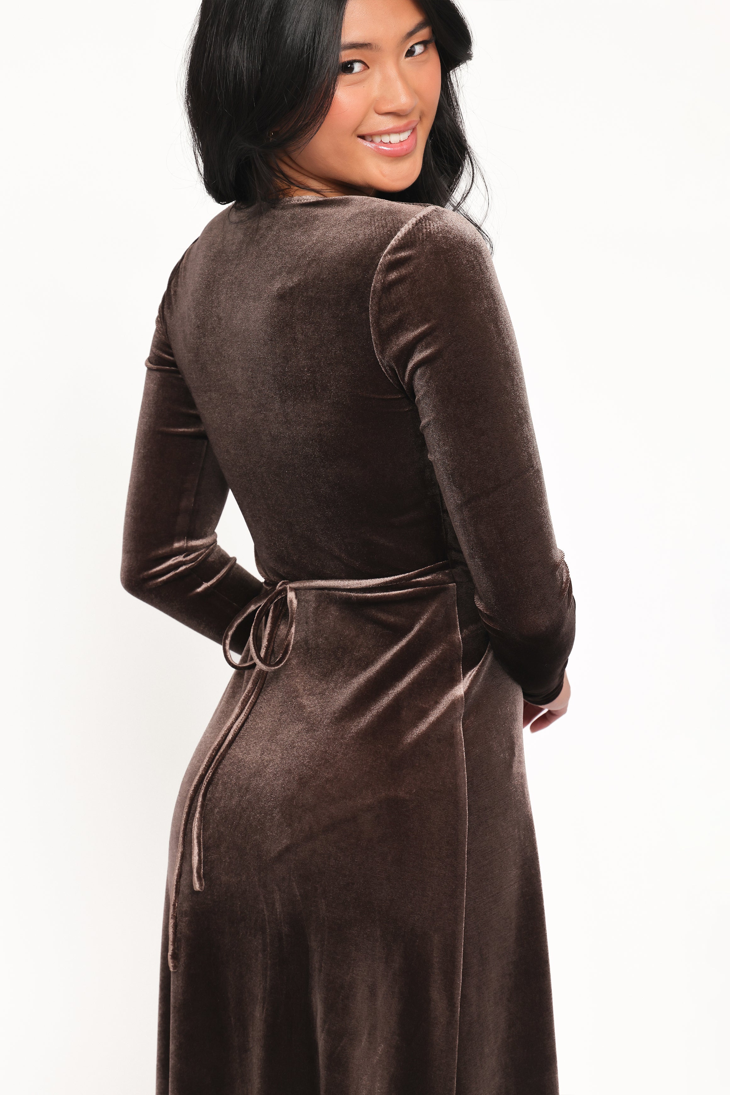 DRESSES Darby Long Sleeve Midi Dress - Dark Brown