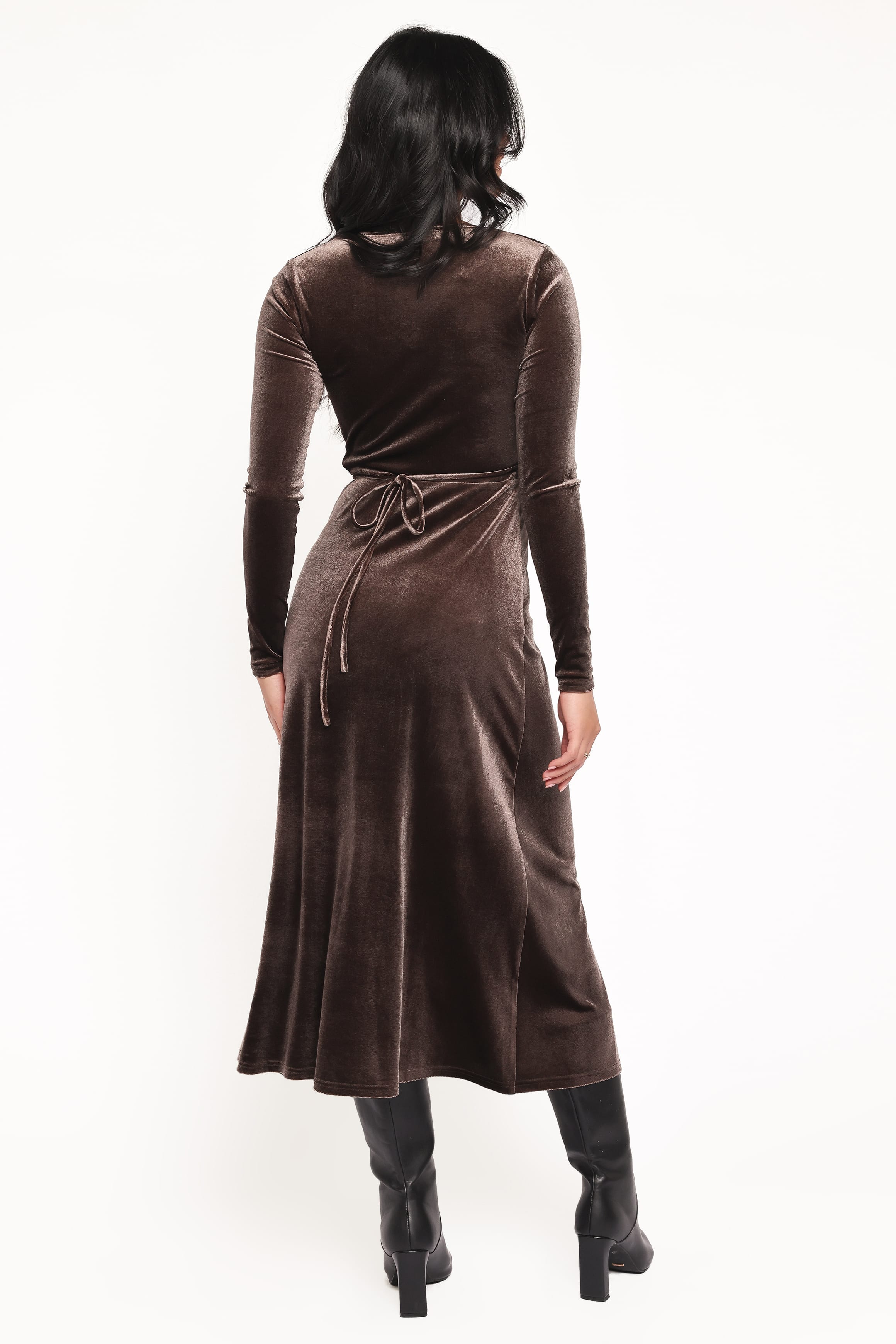 DRESSES Darby Long Sleeve Midi Dress - Dark Brown