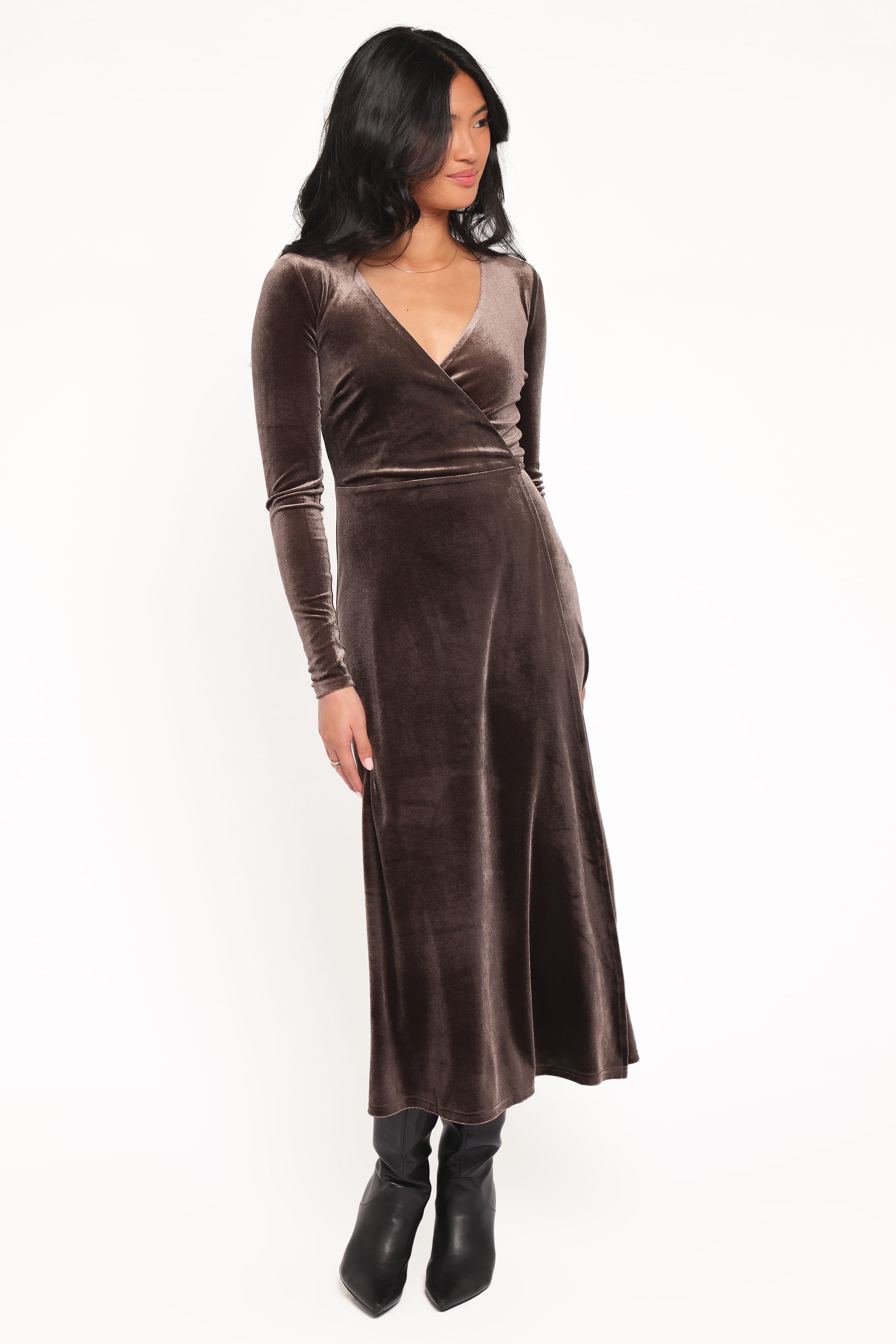 DRESSES Darby Long Sleeve Midi Dress - Dark Brown