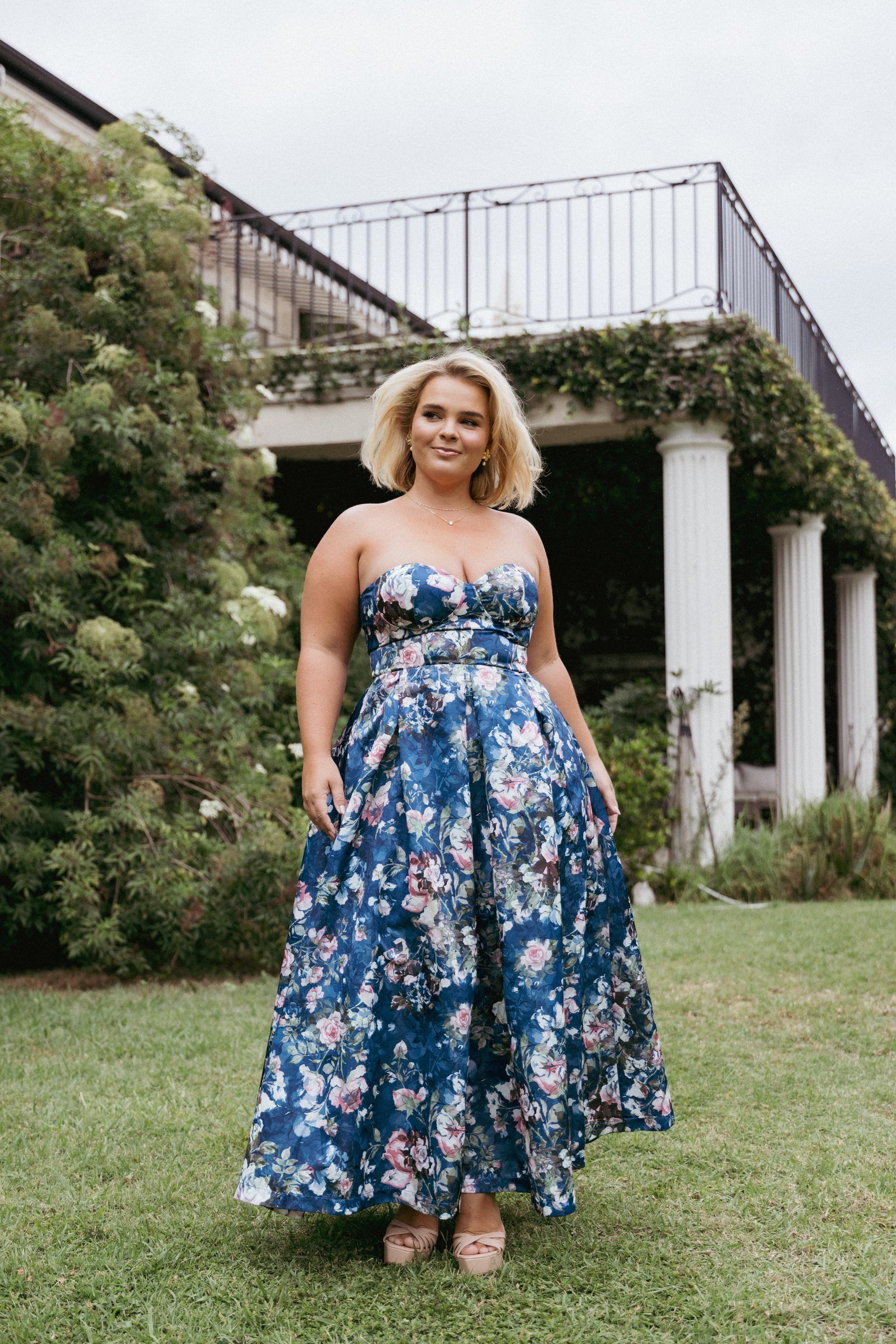 DRESSES Darina Strapless Midi Dress - Midnight Floral