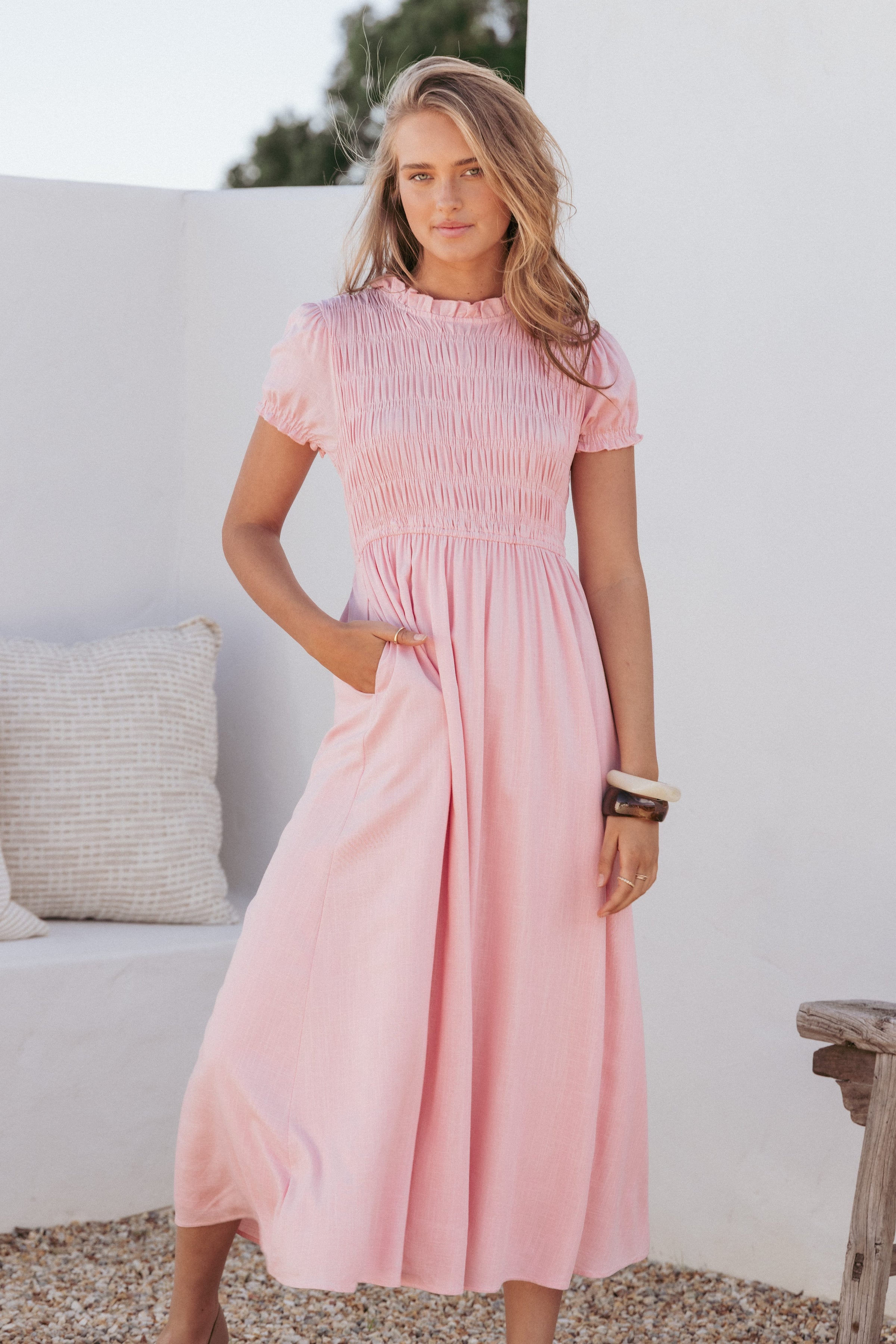 DRESSES Darla Puff Sleeve Dress - Pink