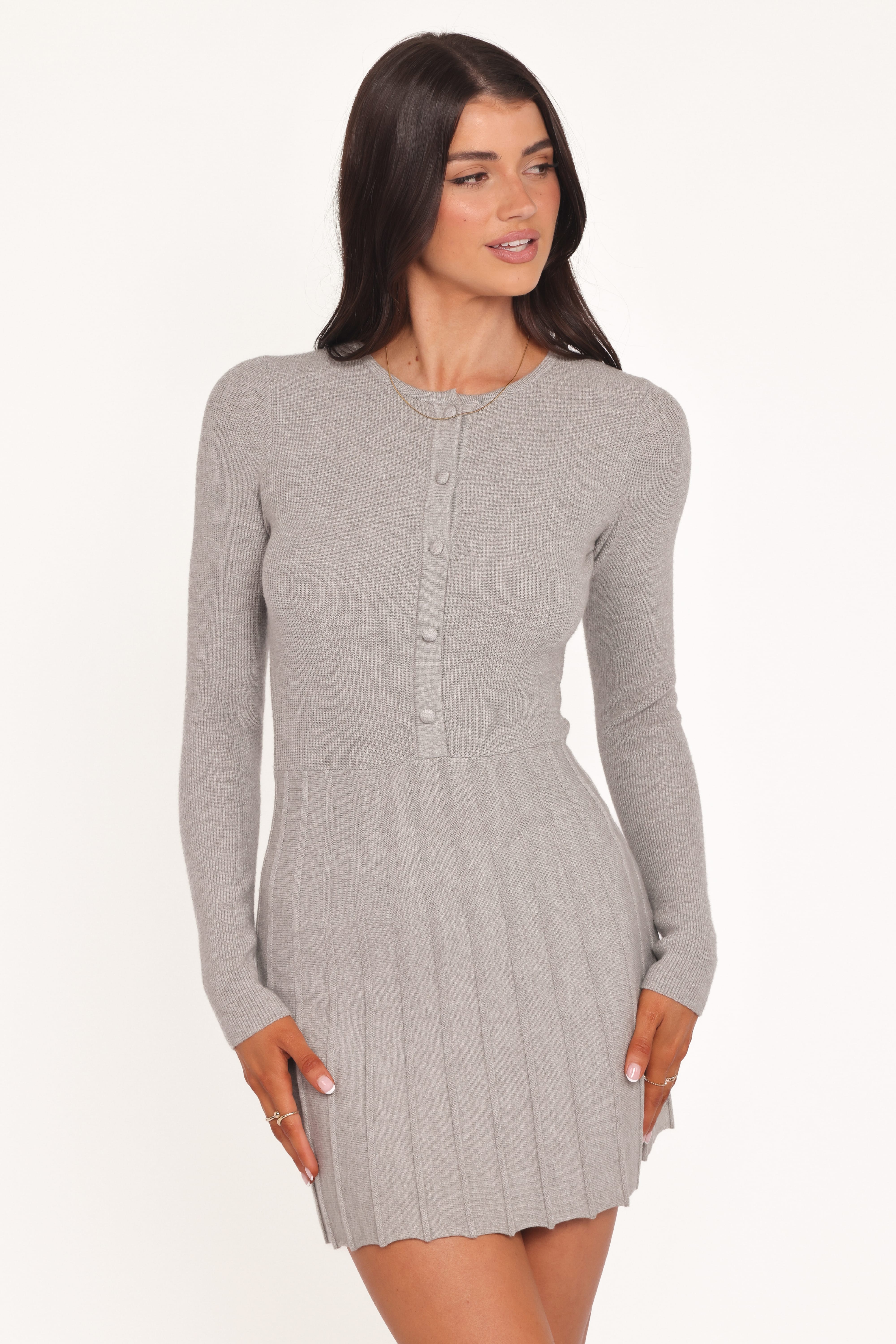DRESSES Darlina Long Sleeve Mini Dress - Heather Grey
