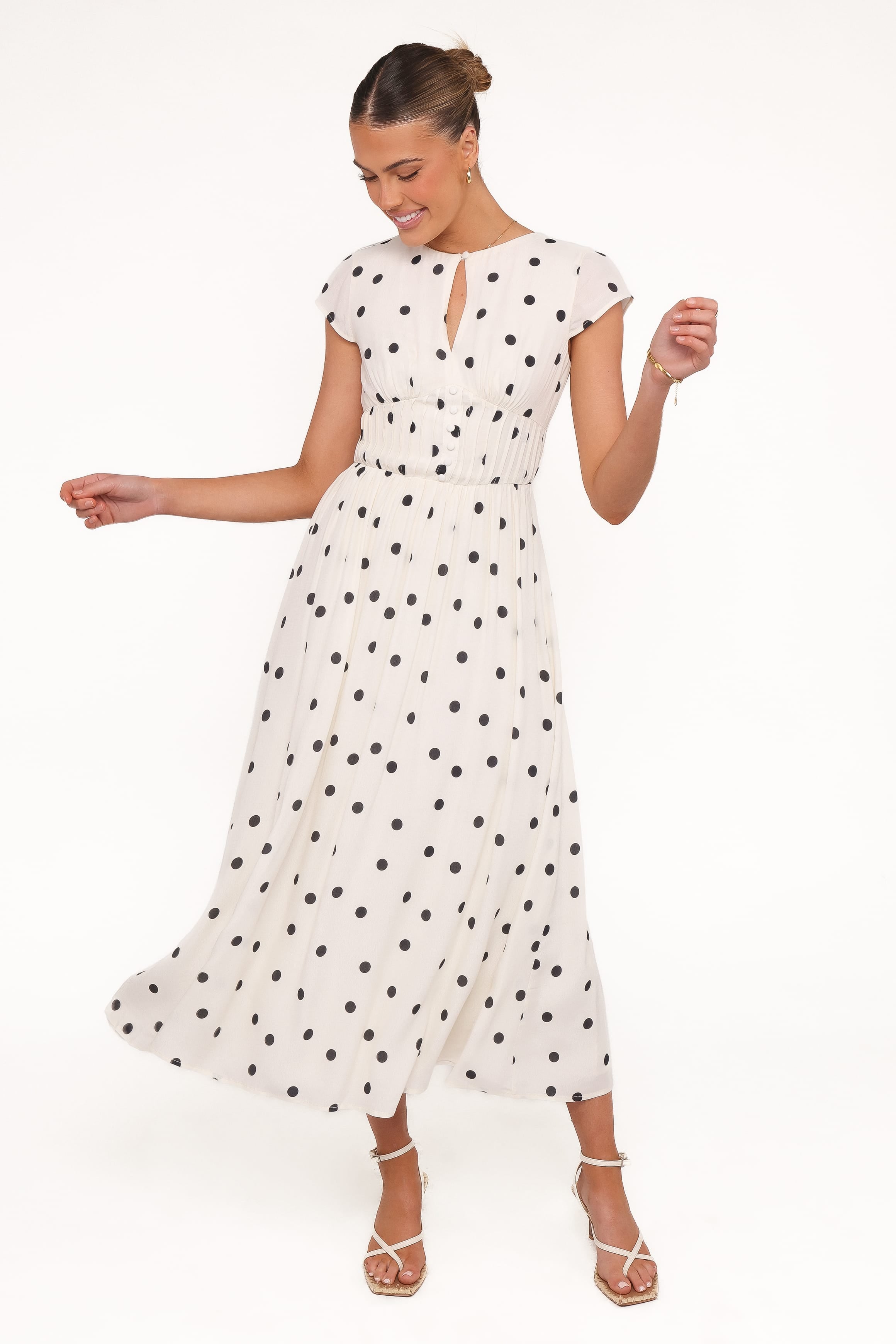 DRESSES Darline Midi Dress - White Polka Dot